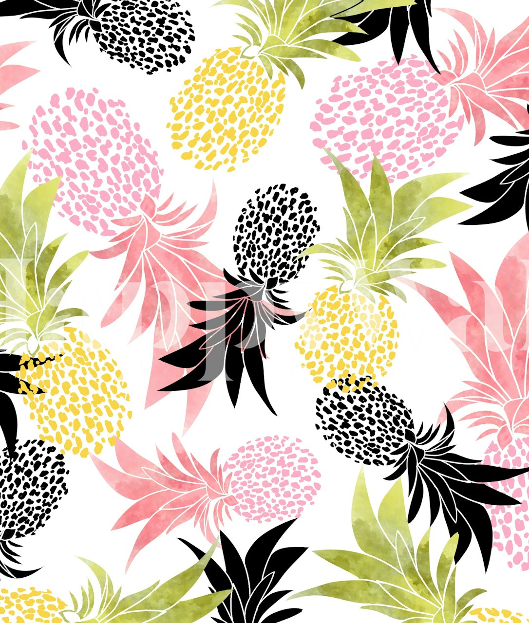 Pineapple tapetdesign i et rom