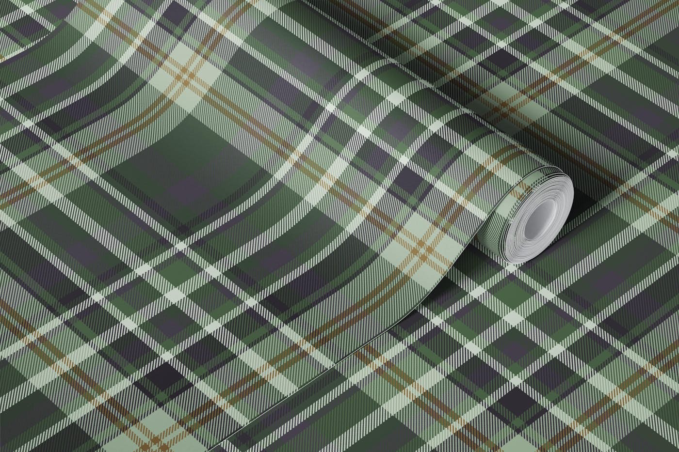 Green warm tartan - dream of woods wallpaper roll