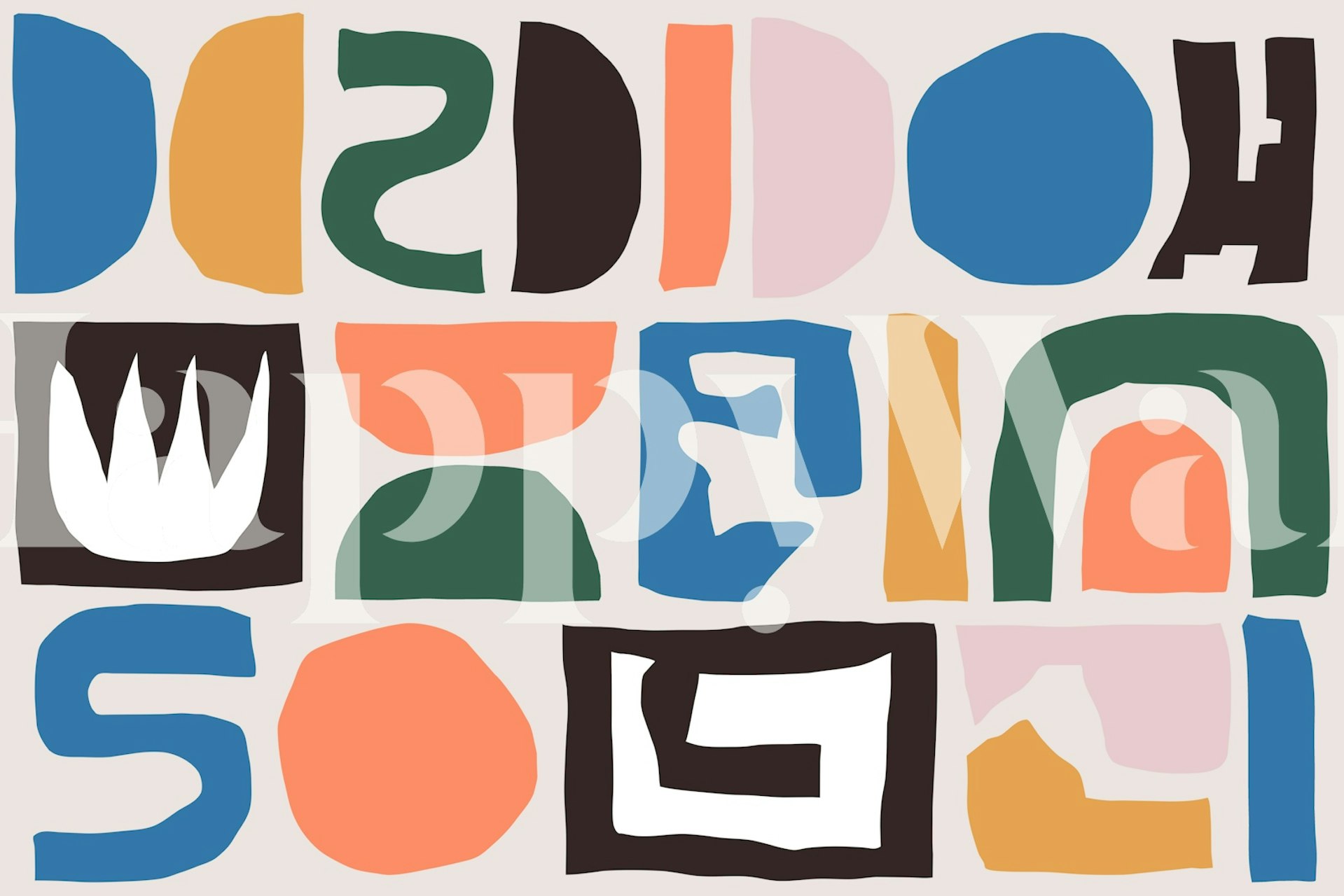 Vibrant Geometric Forms tapetti huoneessa