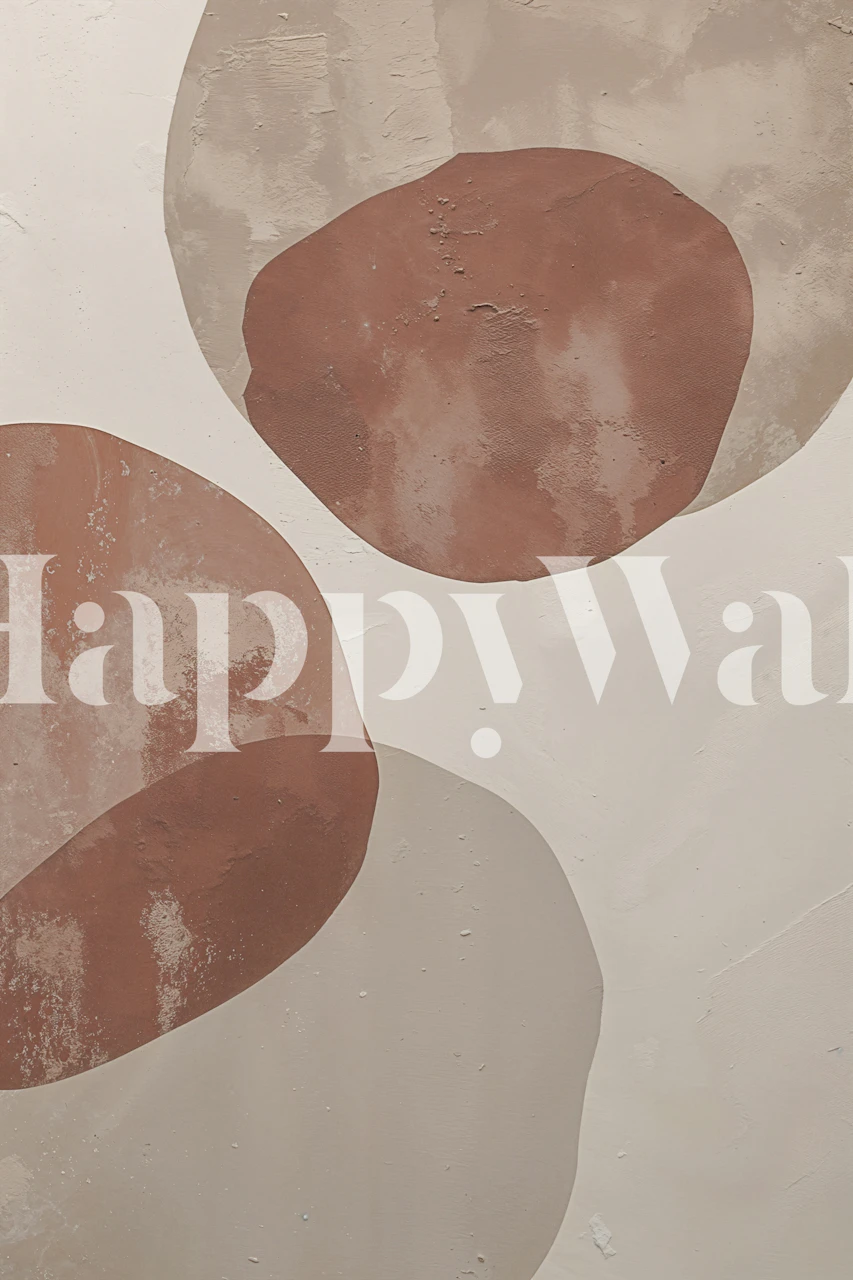 Organic shapes in beige and rust tones, abstract wallpaper