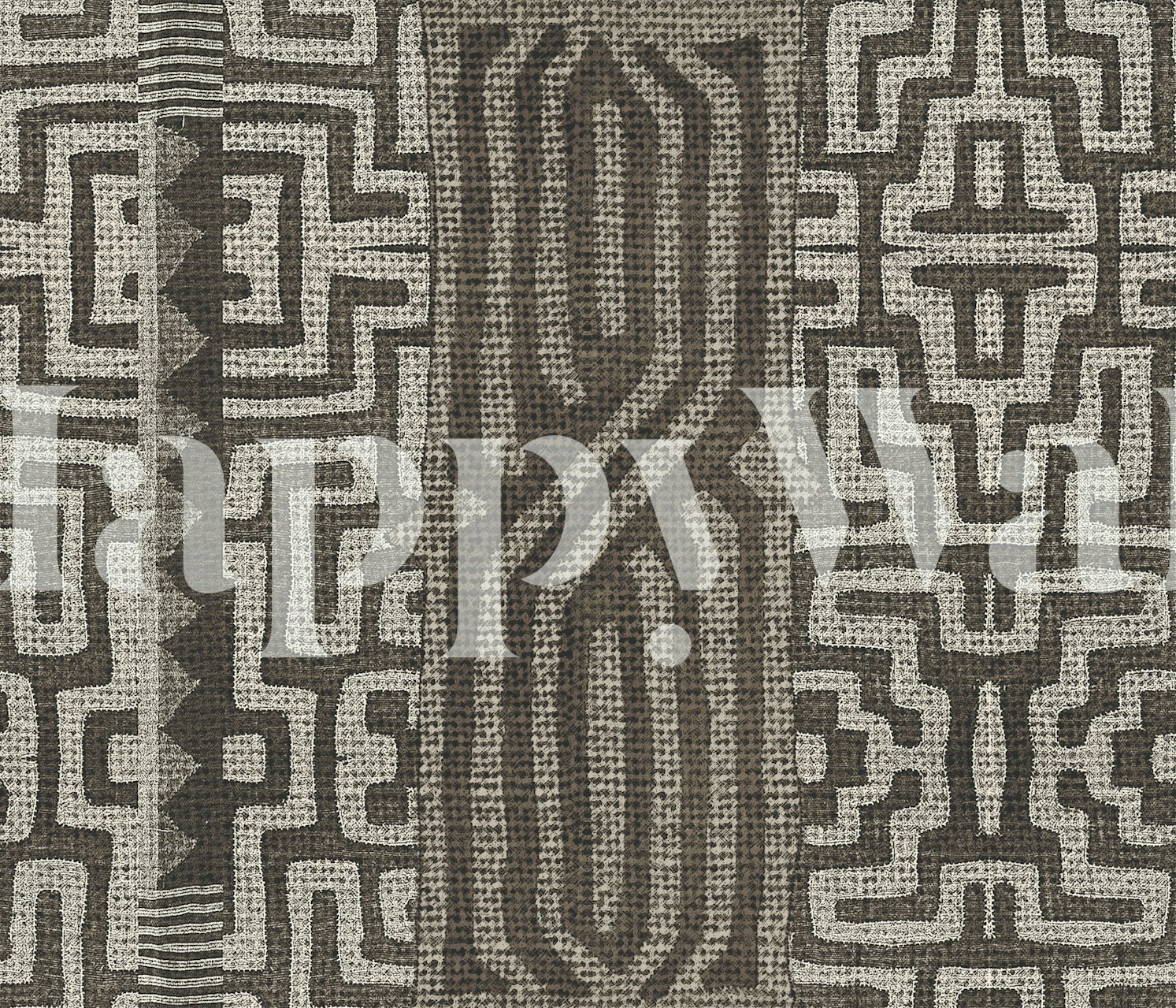 Bakuba Beige mønstret wallpaper i et rom