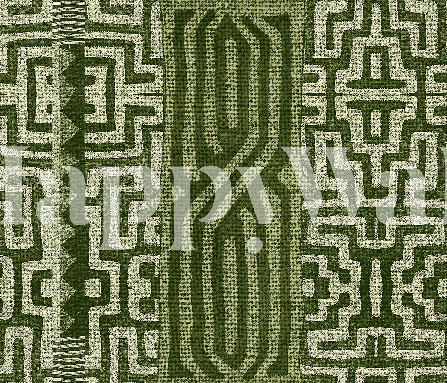 Bakuba Green wallpaper in a room