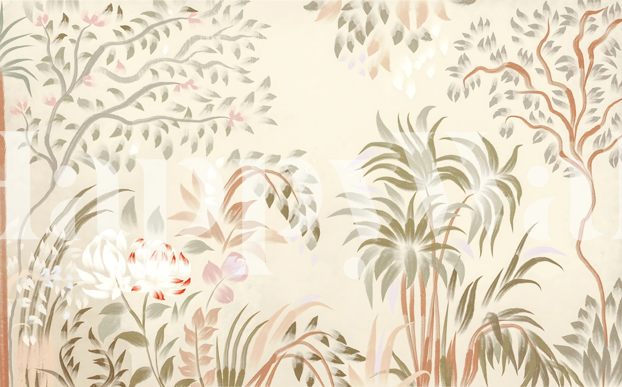 Pastel Jungle Dreamscape wallpaper in a room