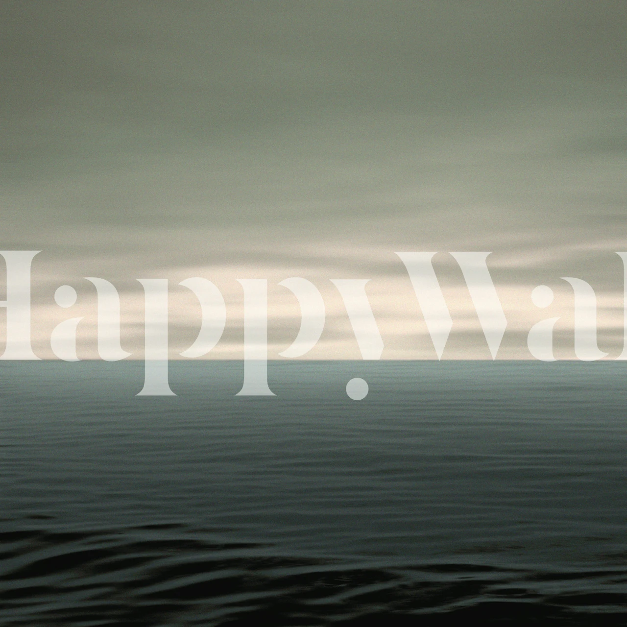 Ocean waves and soft clouds in muted tones wallpaper