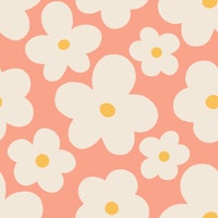 Lulu Scandi Flowers - Peach with Yellow tapete