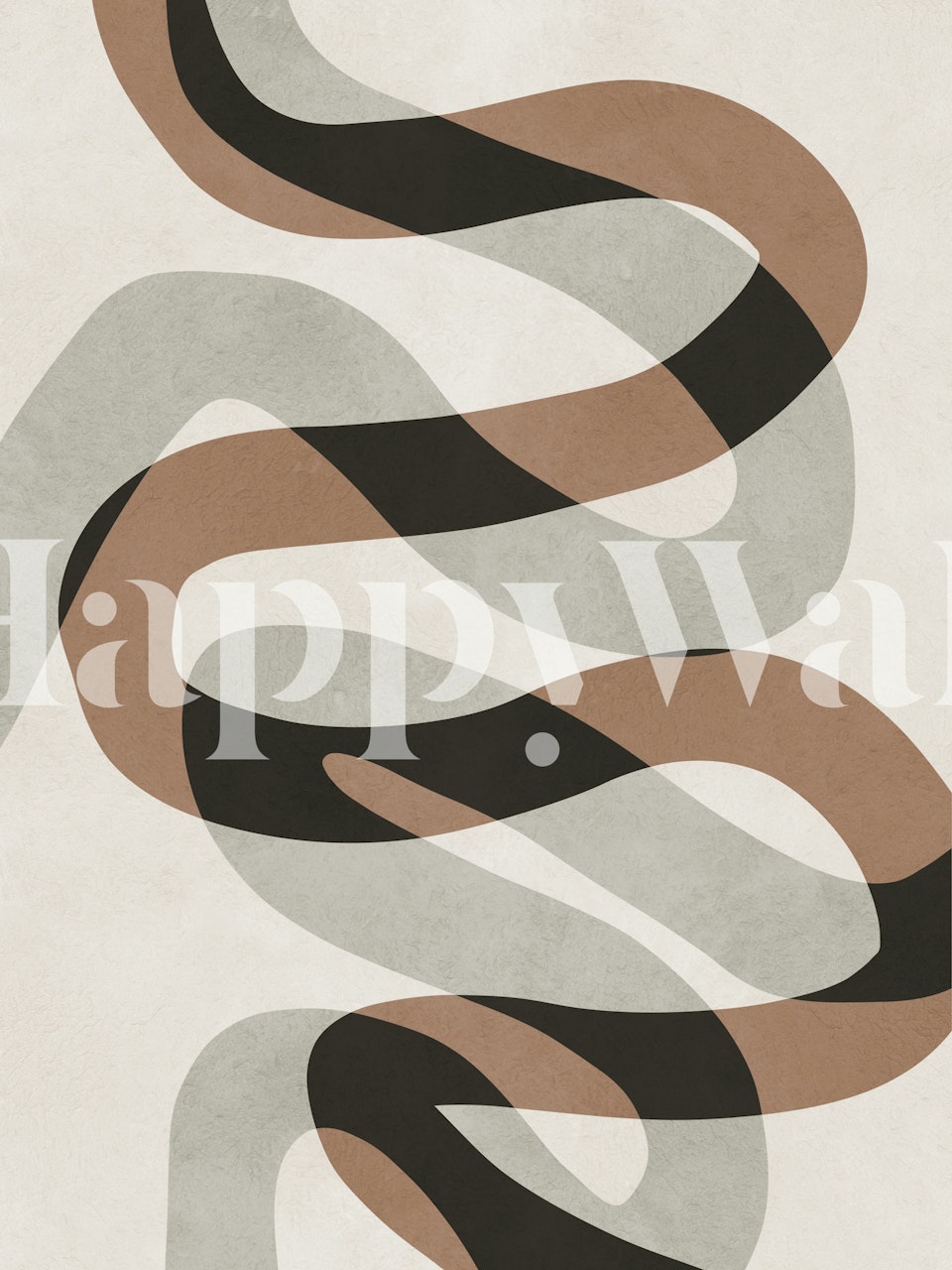 Curved abstract lines in brown, beige, and black wallpaper