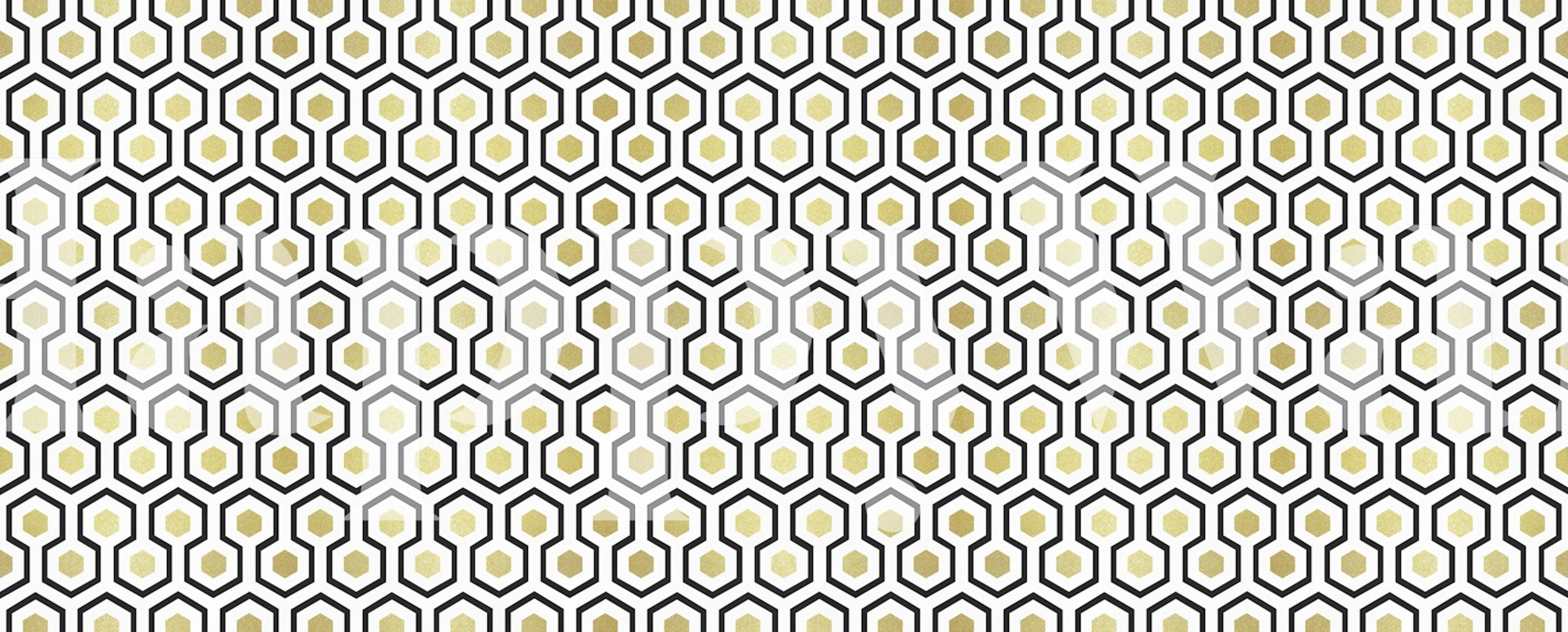Golden hexagon wallpaper in a stylish room
