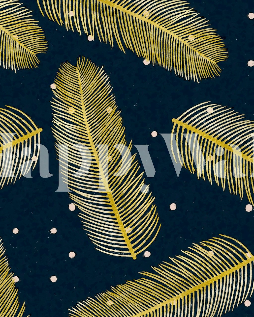 Palmy Night tapet med gyldne bladdesign