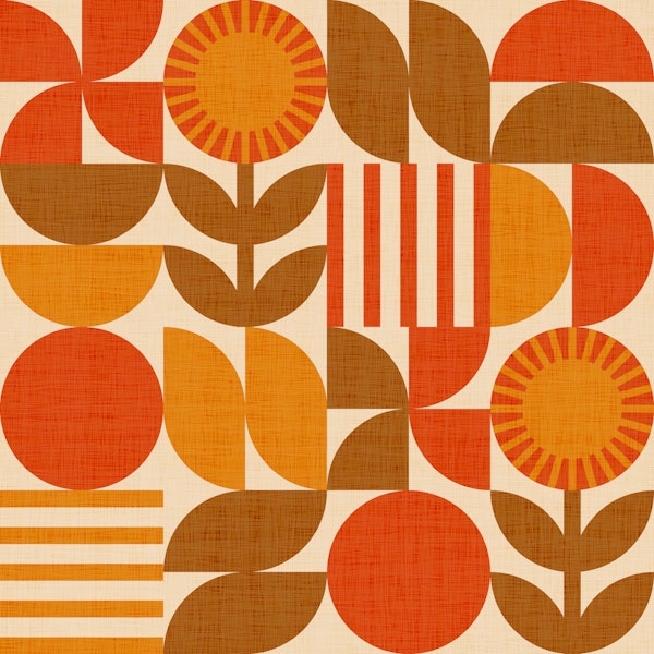 70s Retro Geometric Scandinavian Block Print
