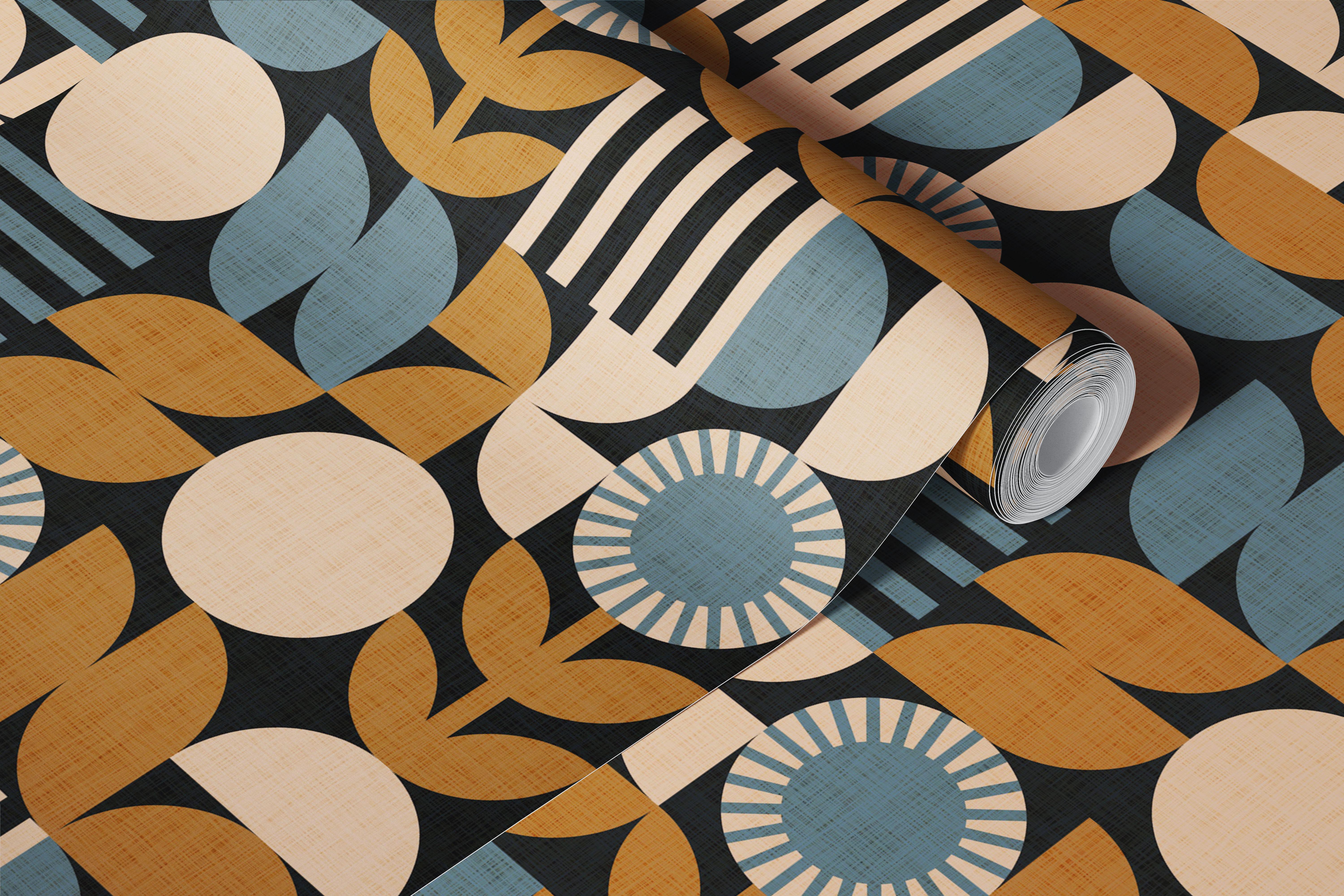 Papier peint retro géométrique scandinave imprimé bloc