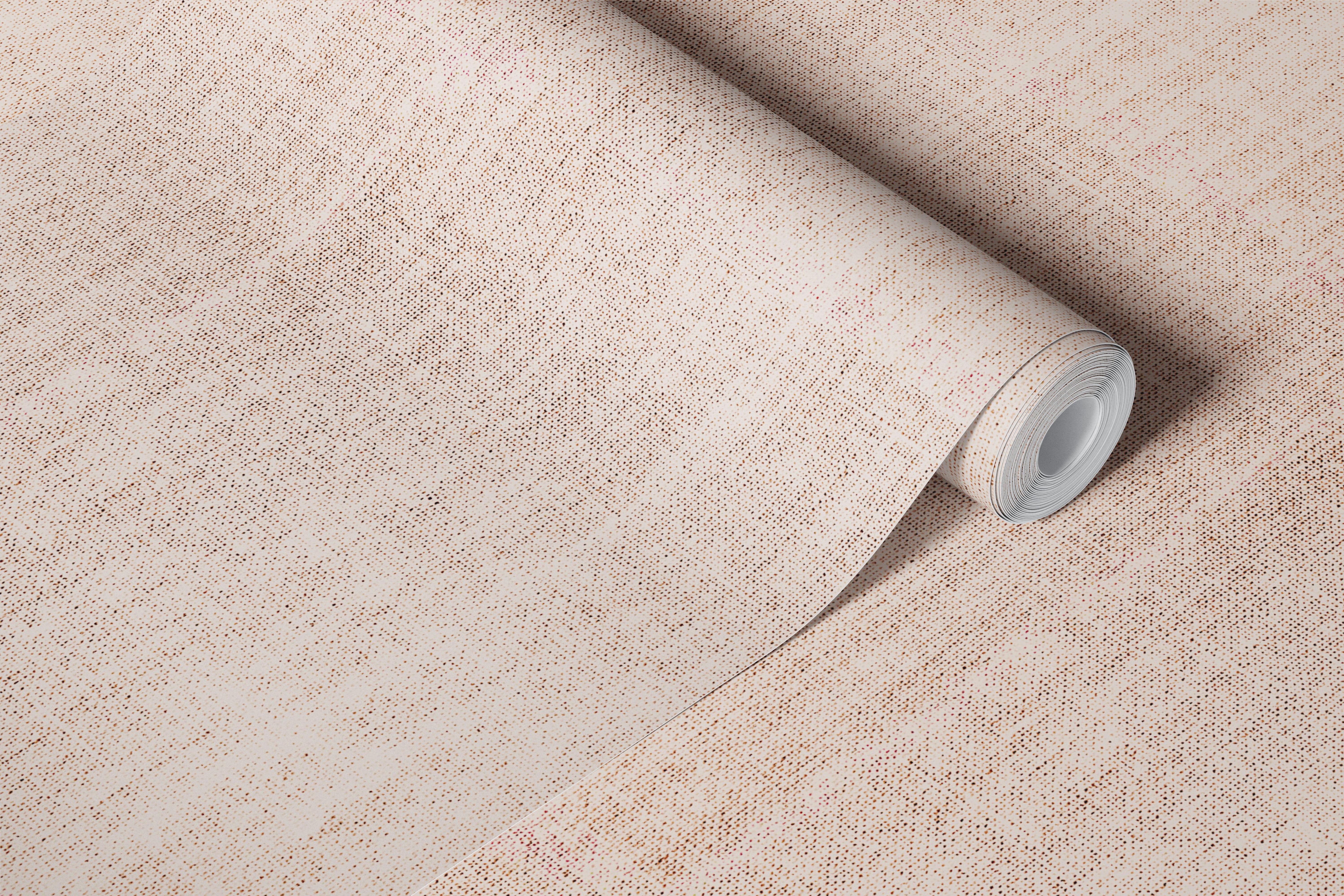 Textured linen fabric look in warm beige wallpaper