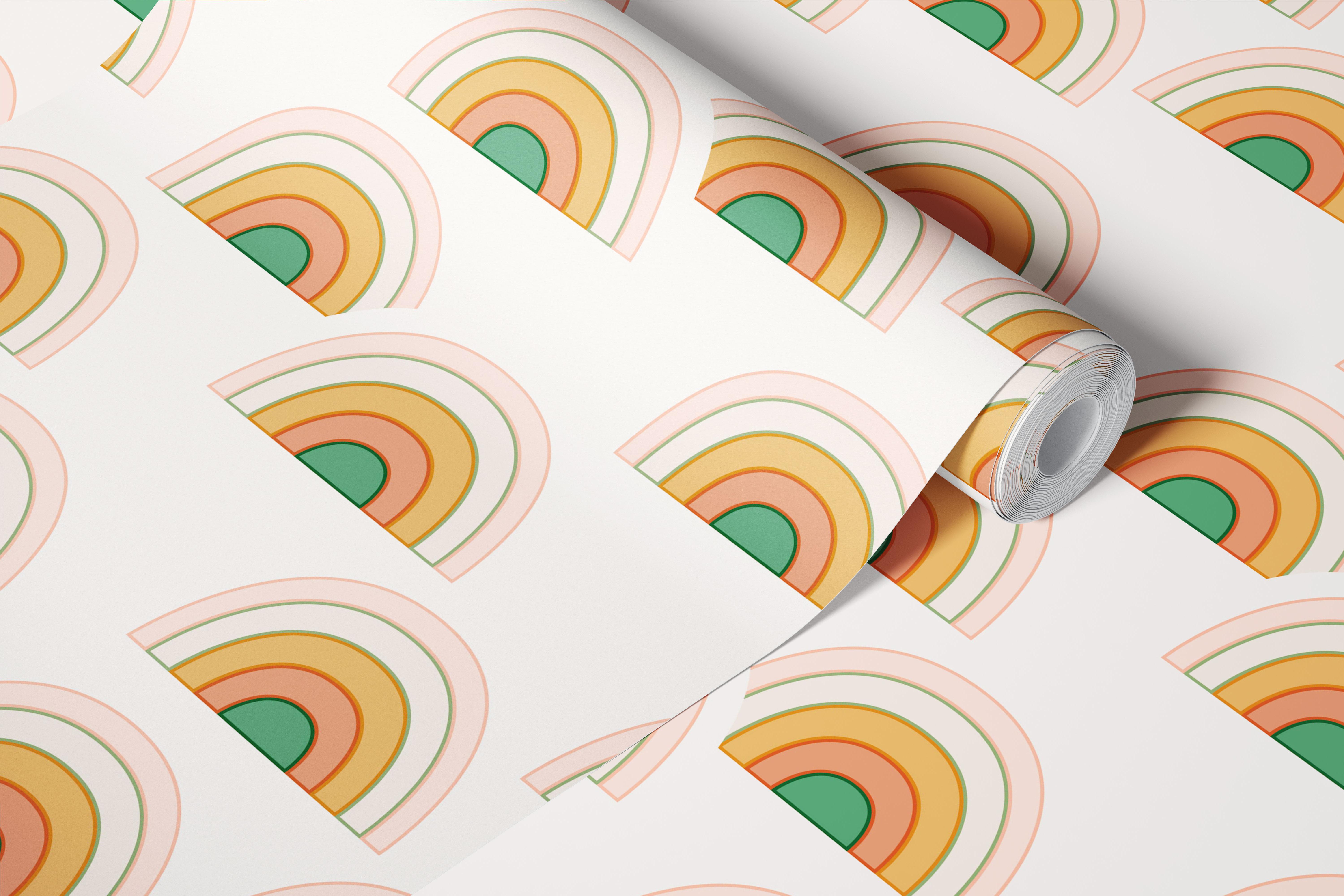 Colorful retro rainbow pattern in soft pastel colors wallpaper