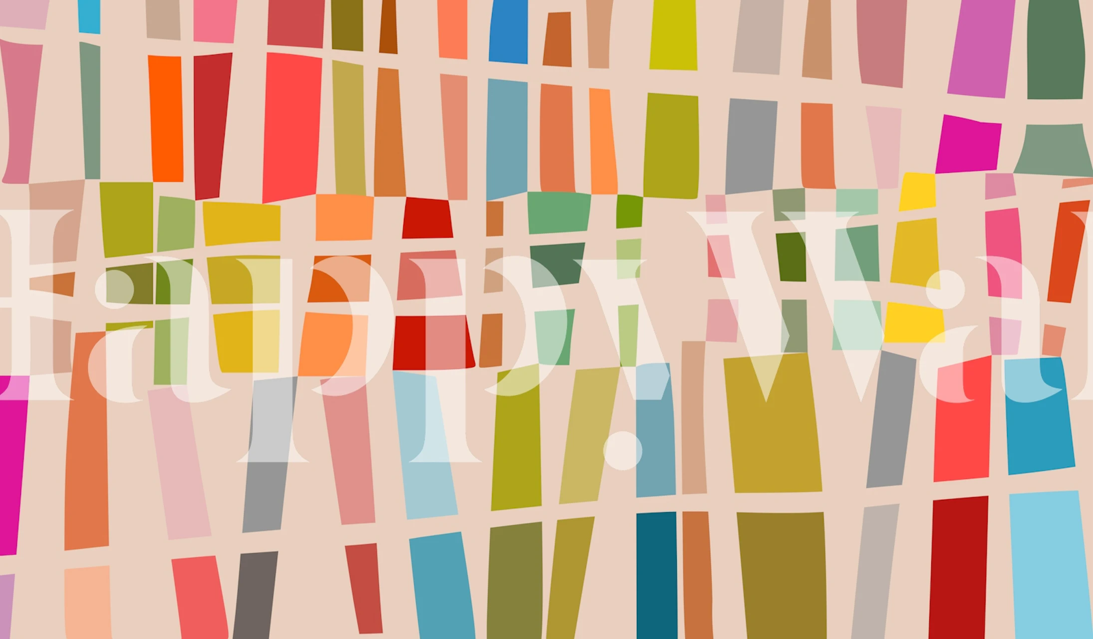 Playful color block art wallpaper in a room