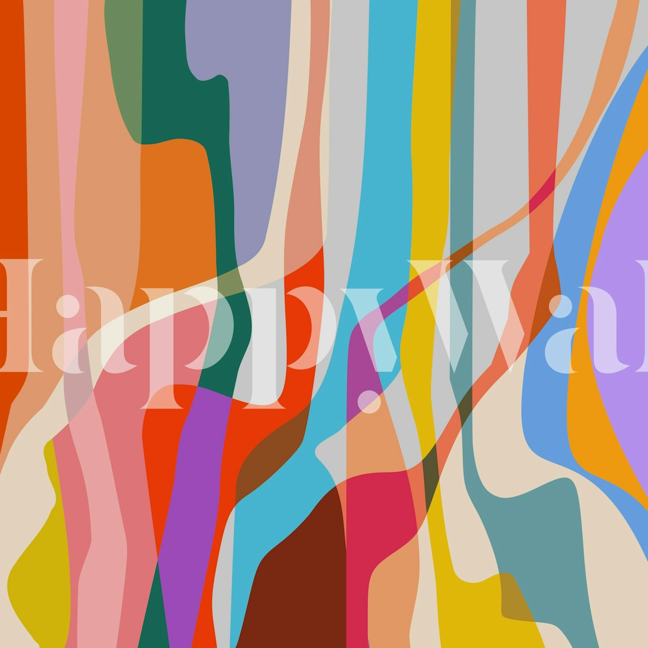 Colorful Flowing Shapes papel pintado en una habitación