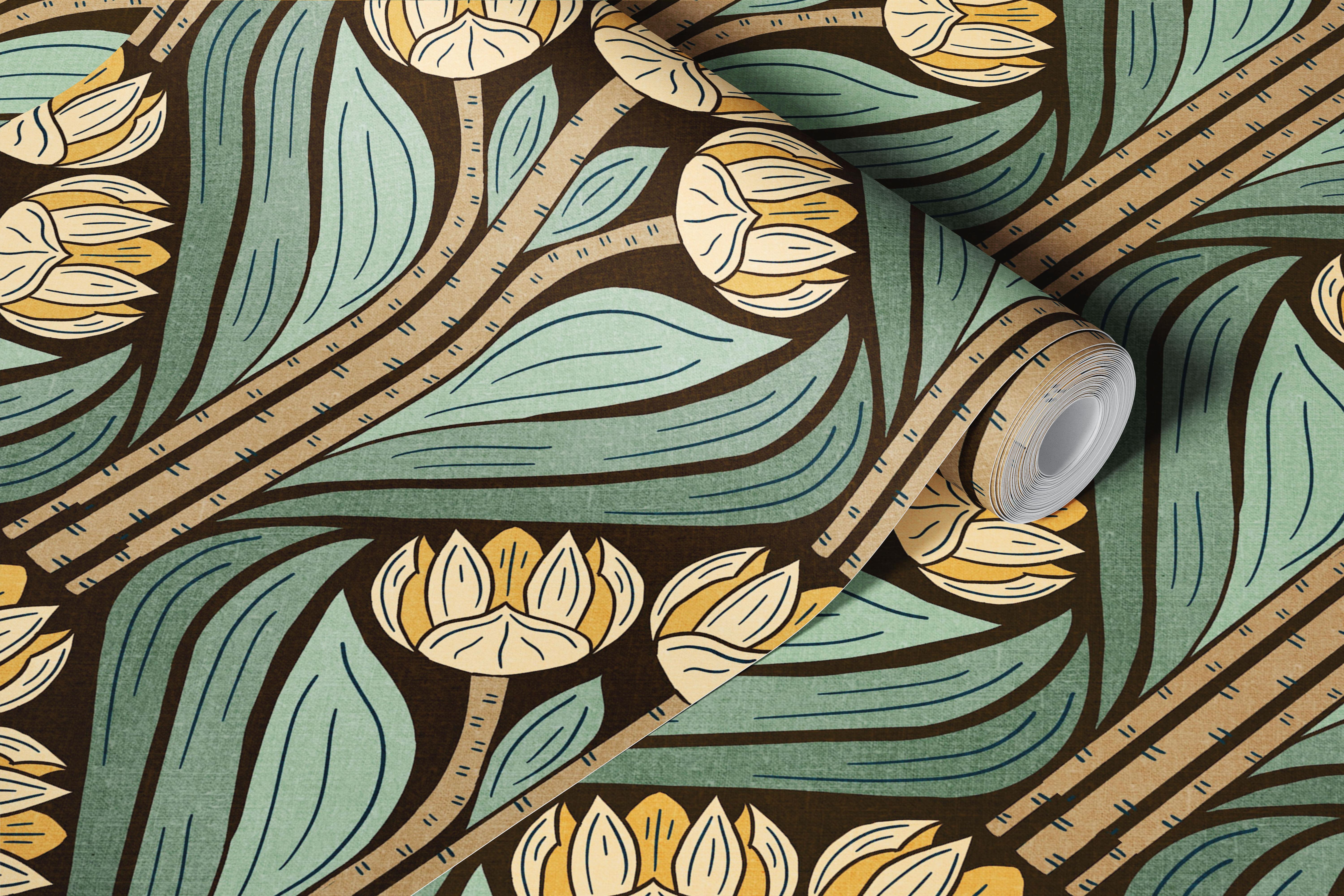 Art Deco Tulips wallpaper design dans une pièce
