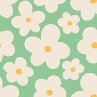 Lulu Scandi Flowers - Green with Yellow tapet
