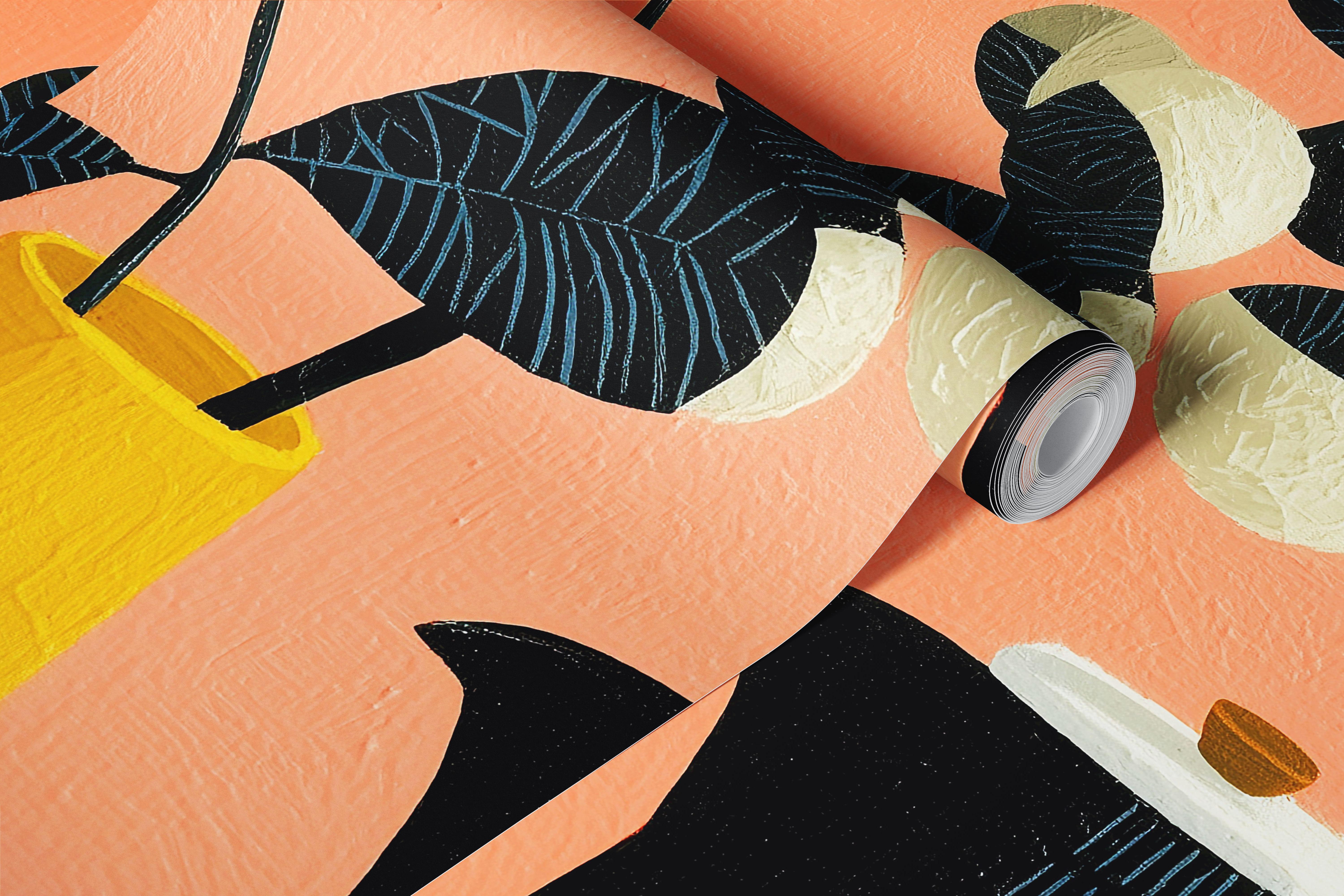 Cozy Morning Table Scene tapetti kahvikuppeineen