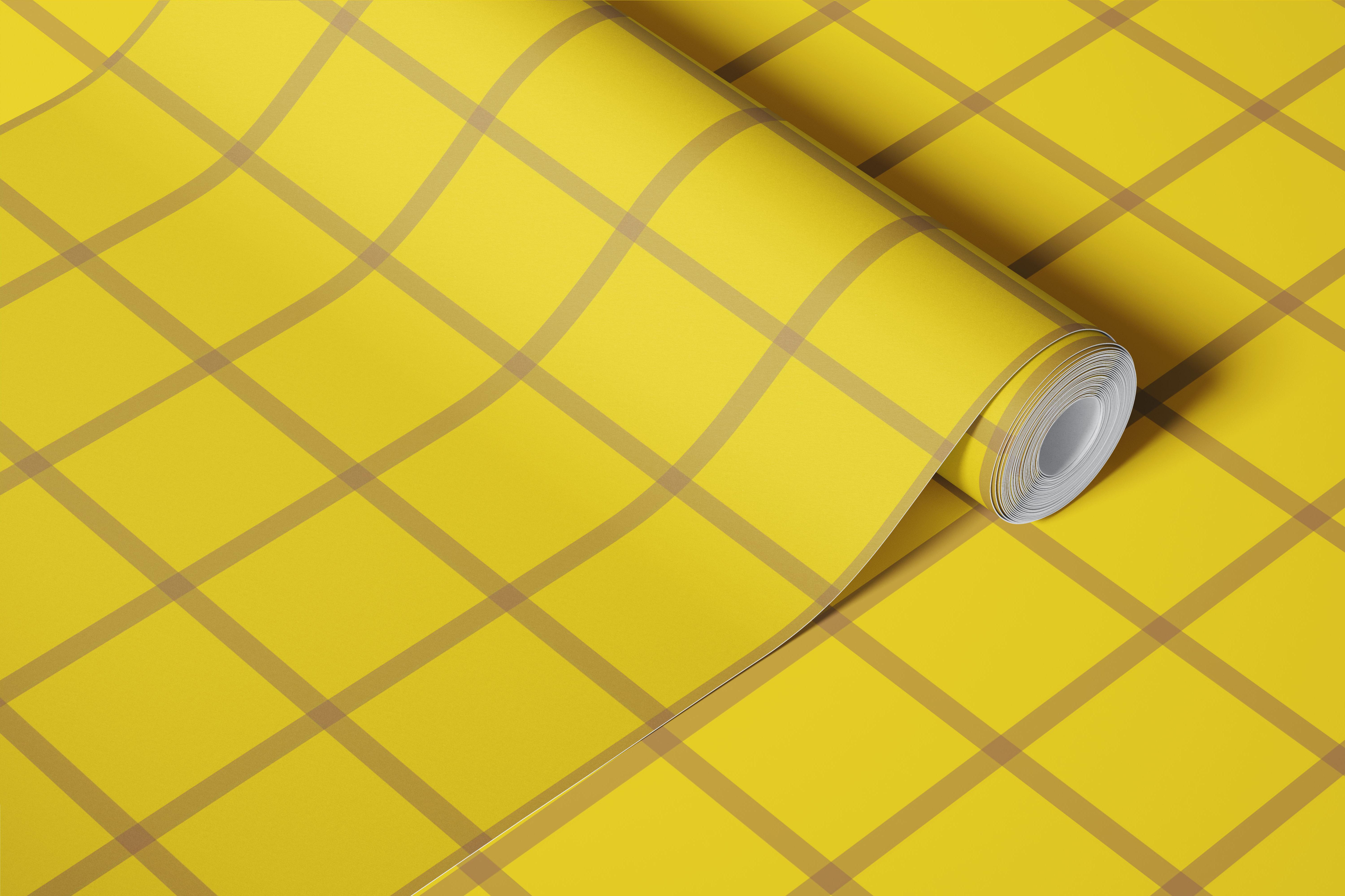 Checkered pattern in mustard yellow with mocha accents wallpaper