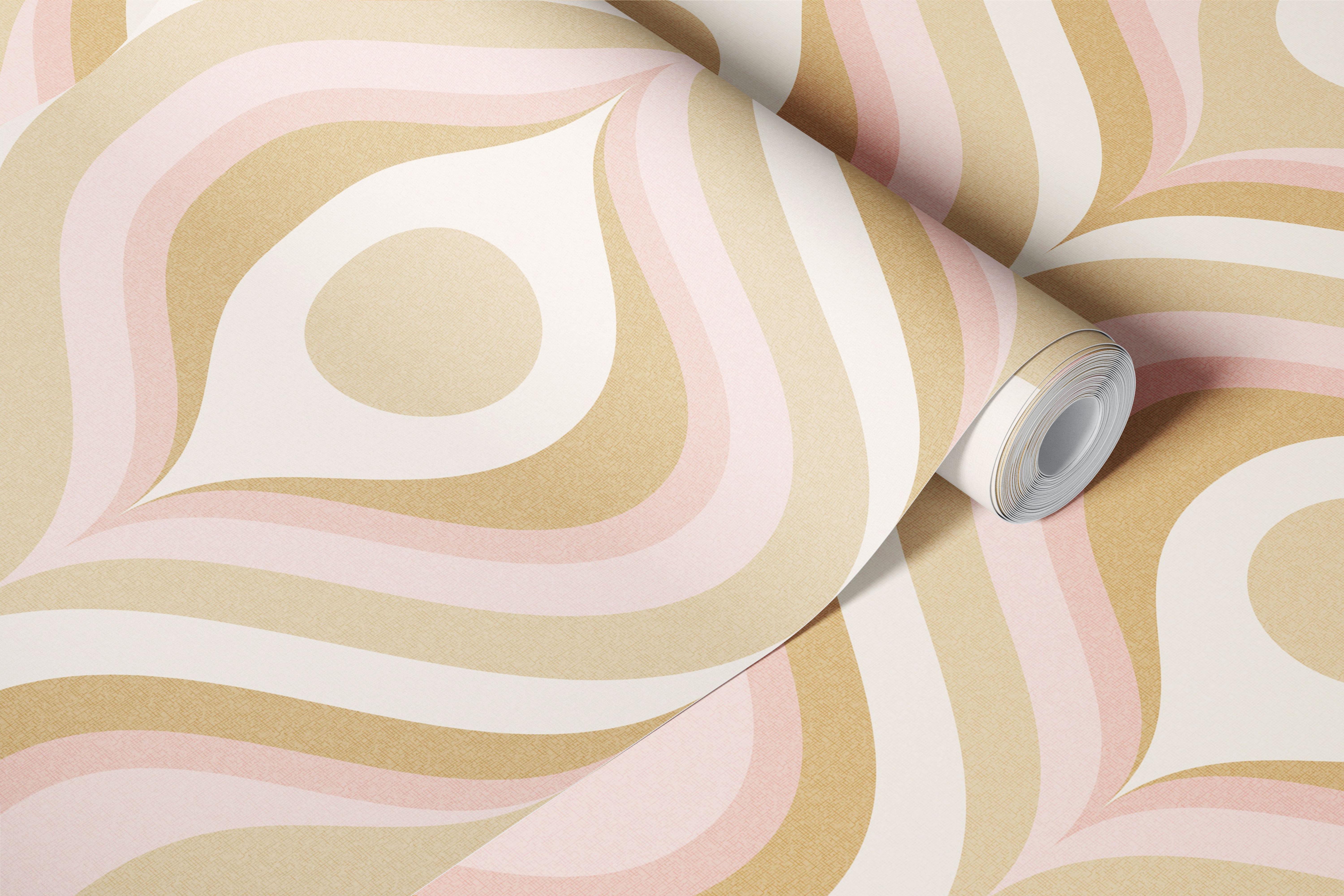 Papier peint groovy swirl retro dans une pièce