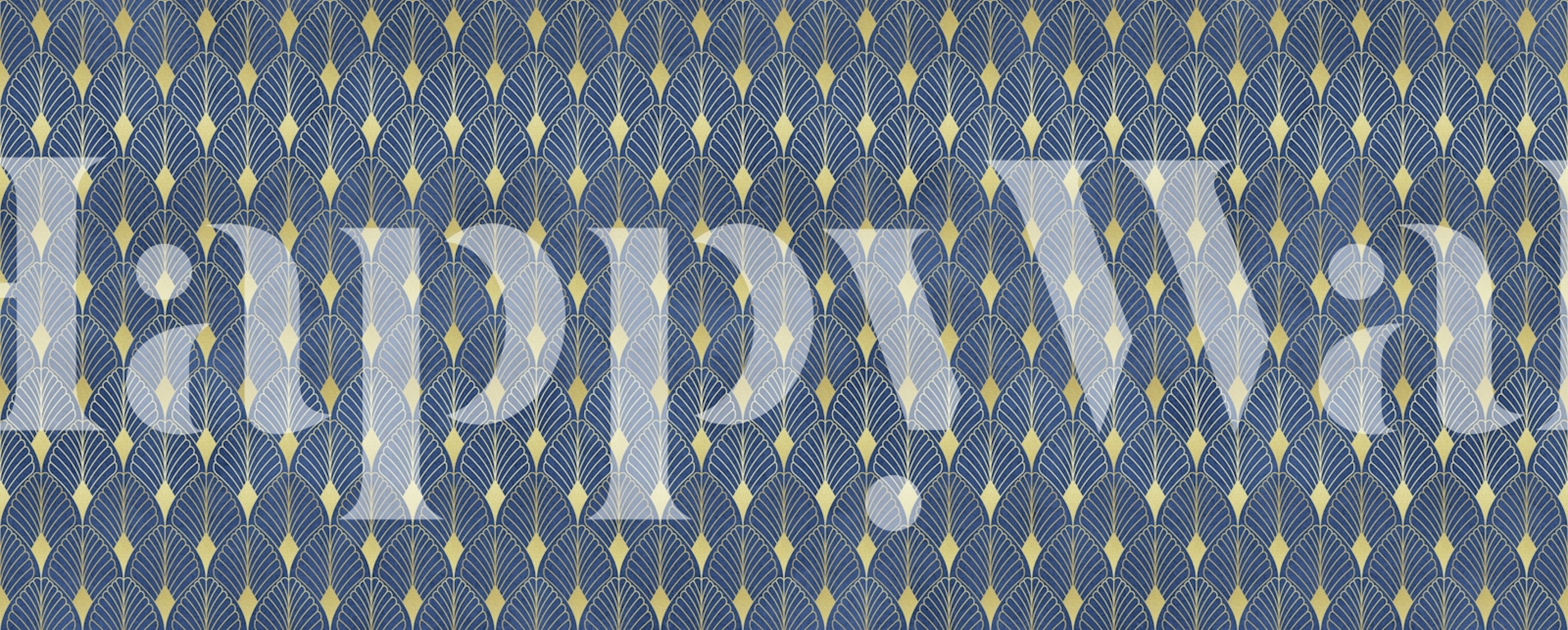 Papel pintado Blue and Gold Art Deco en una habitación