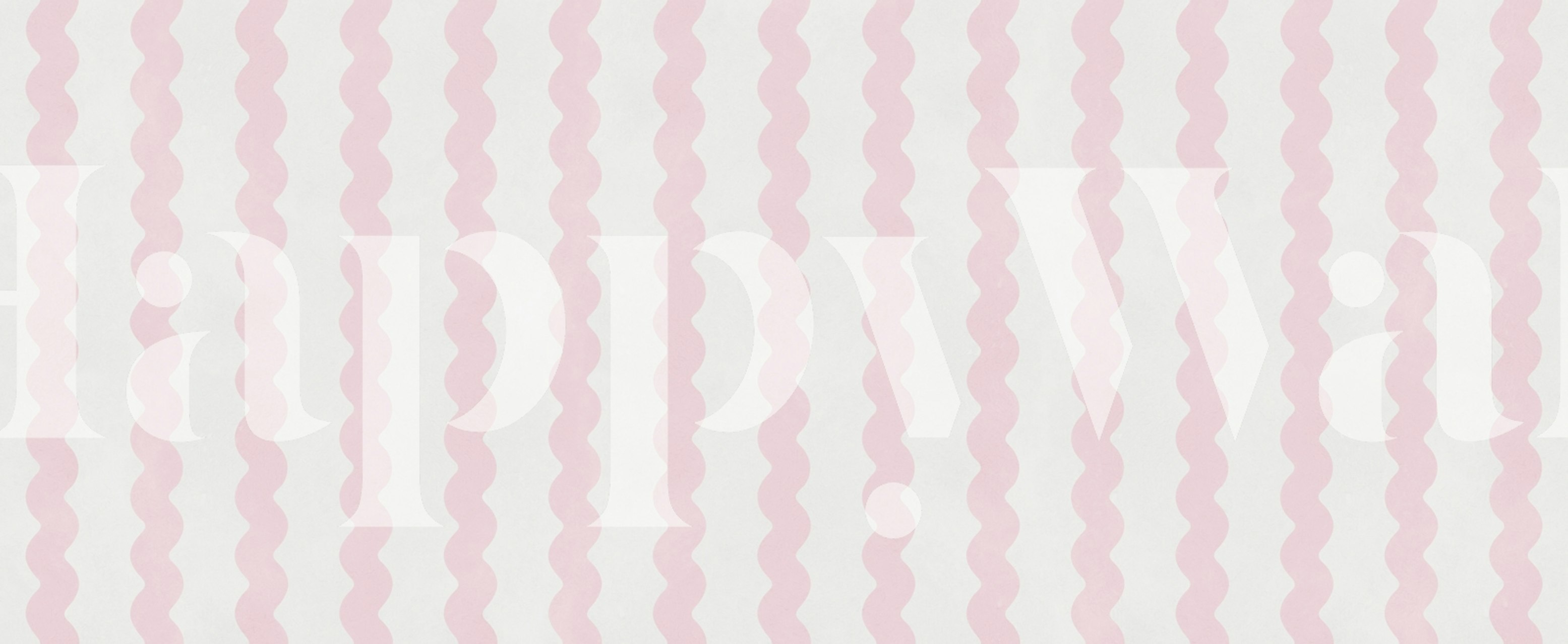 Wavy pink and white pattern wallpaper with soft lines.