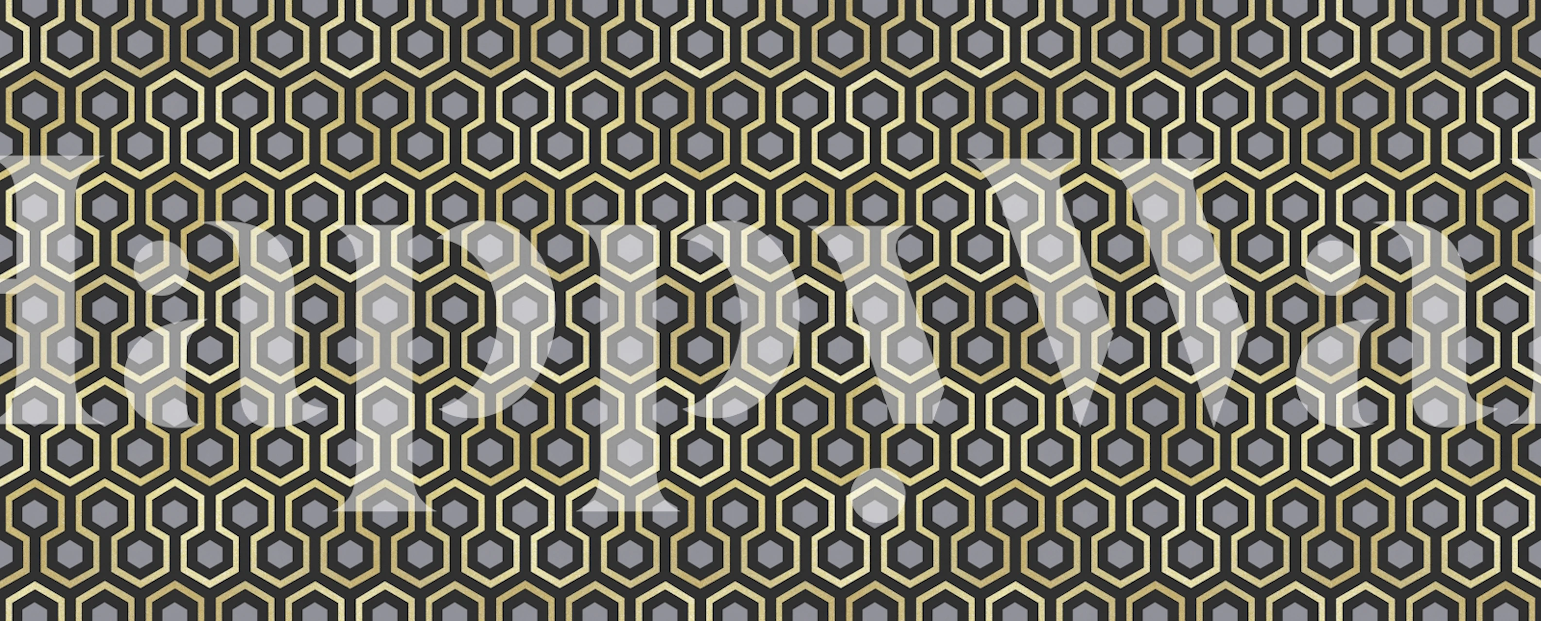 Golden honeycomb wallpaper in a room