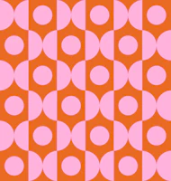 Orange - Pink Circles and Ogees tapet