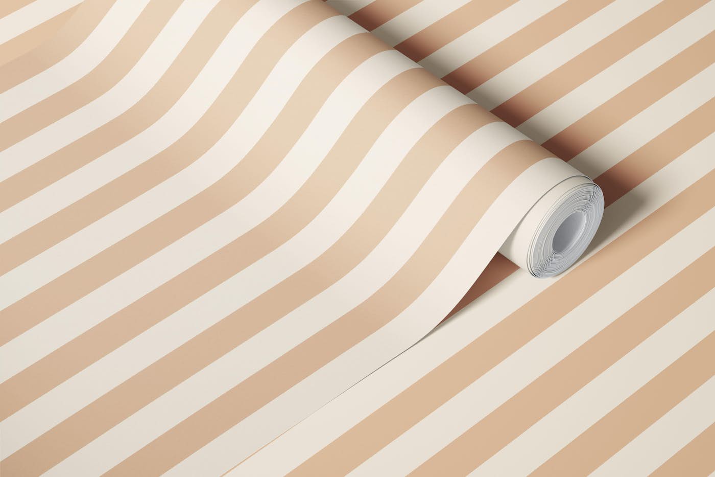 Teddy Brown and Soft Beige Stripes - Medium wallpaper roll