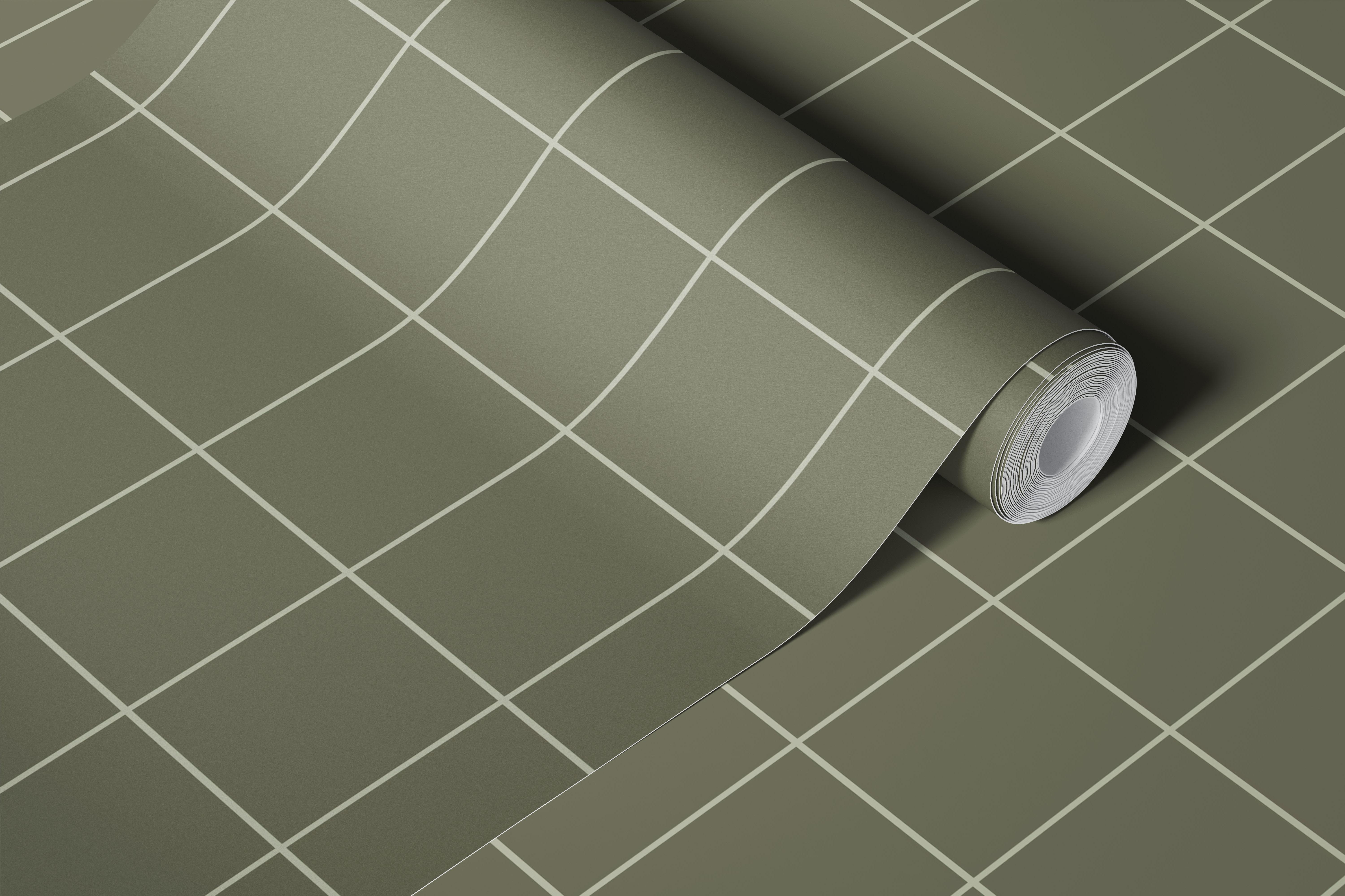 Minimal Green Grid tapet i et rum