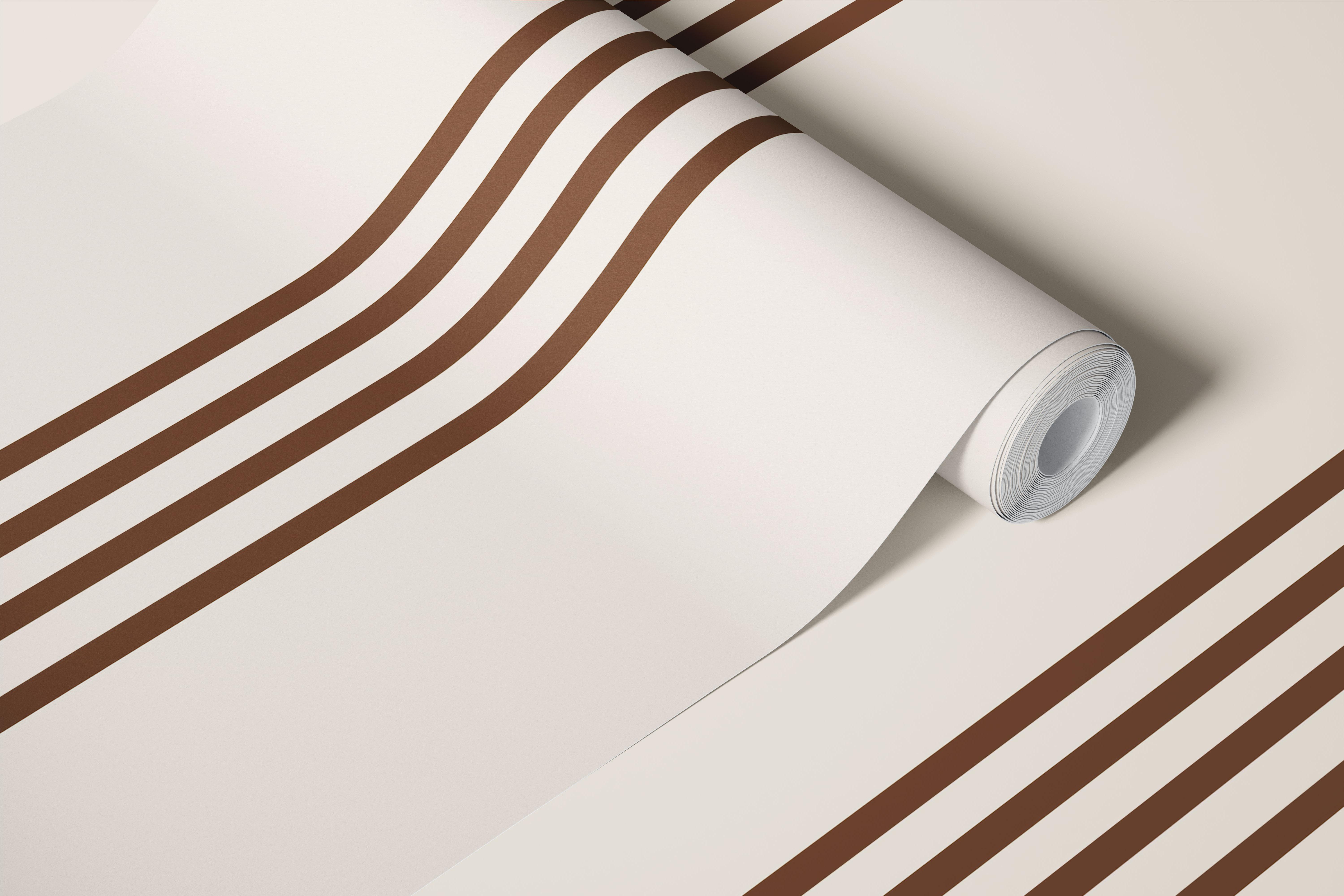 Brown vertical stripes on off white background wallpaper