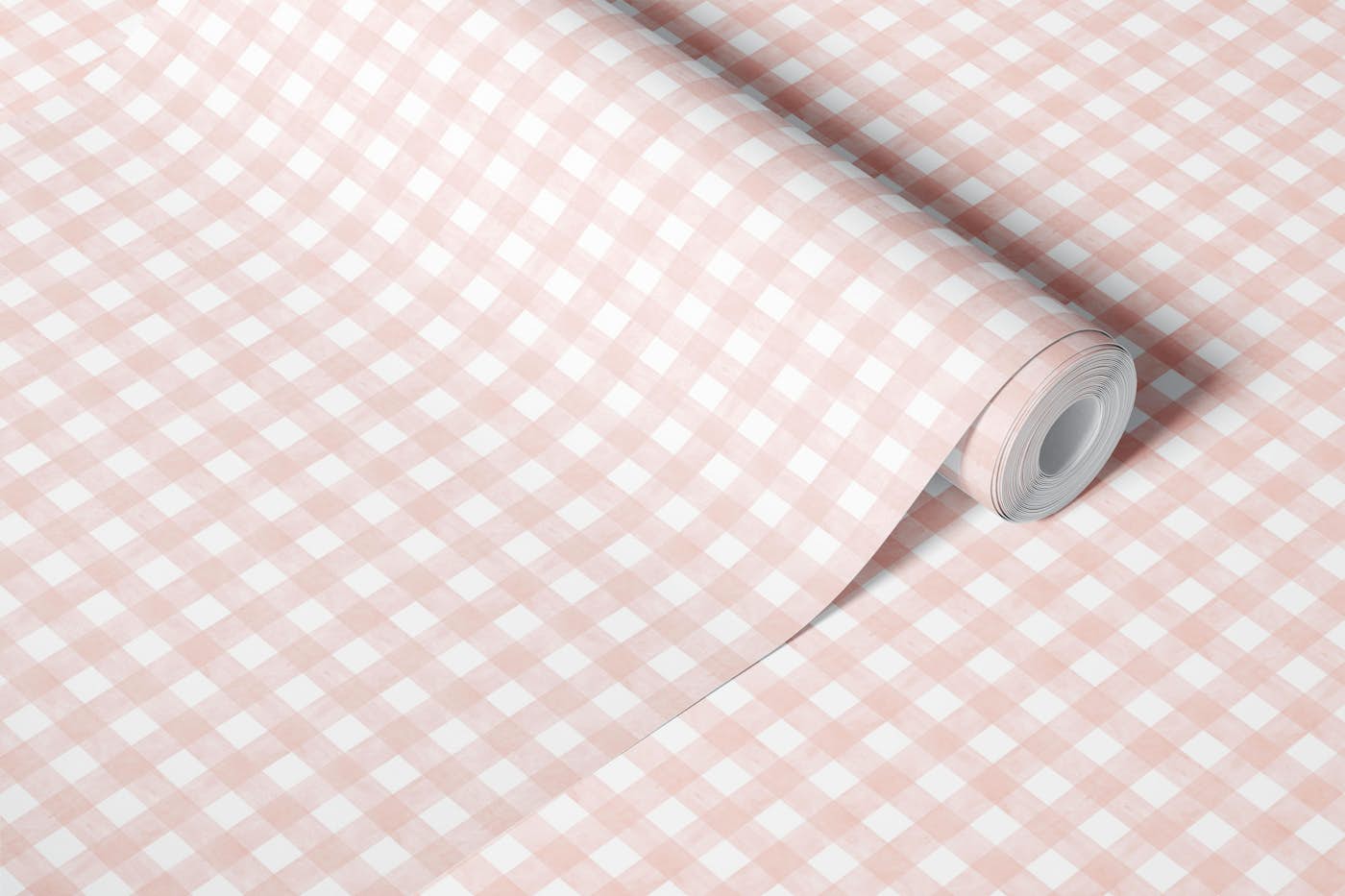 Blush Pink Watercolor Gingham wallpaper roll