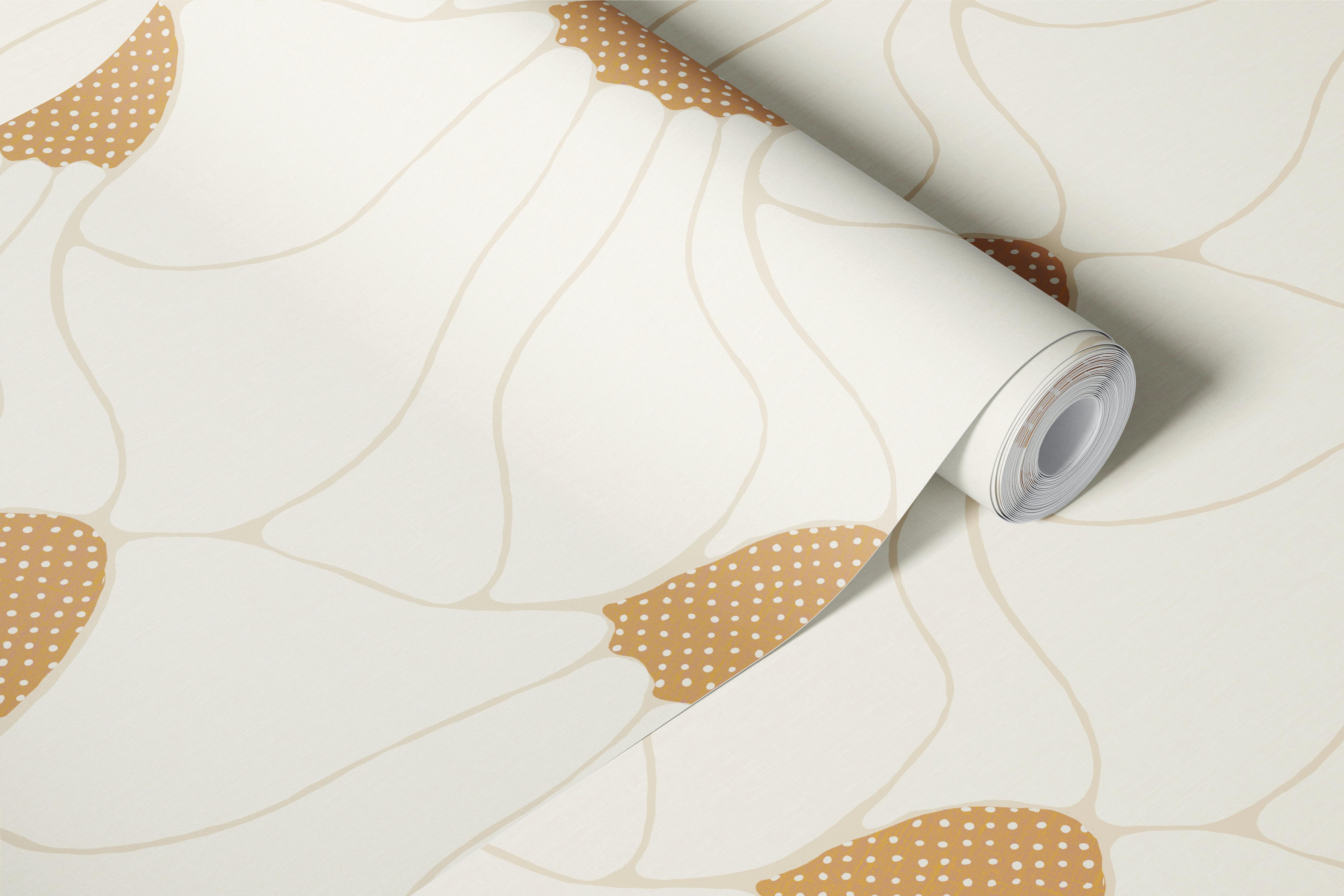 Oversized abstract daisy shapes wallpaper in a room