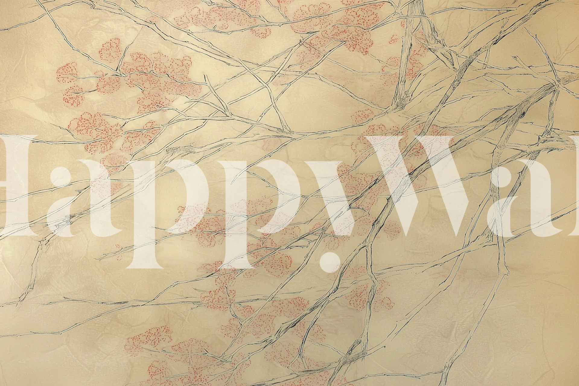 Papel de parede Delicate tree branches and blossoms em um quarto