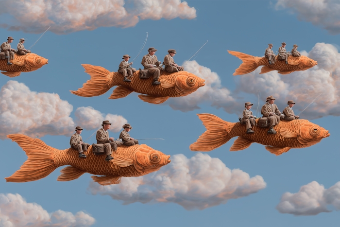 Fish Riders Cloud Wallpaper for Unique Decor