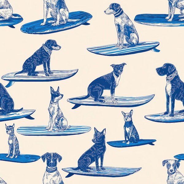 Surfing Engraved Dog