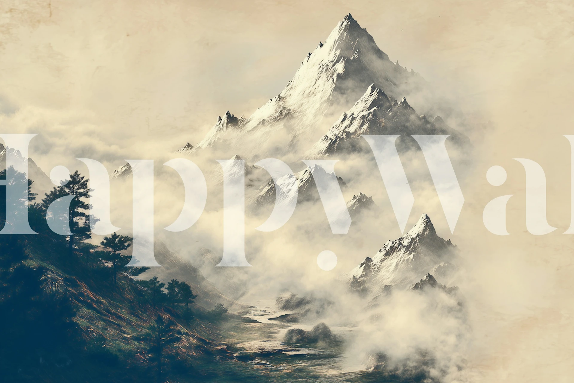 Mystical Mountain Peaks wallpaper in a room
