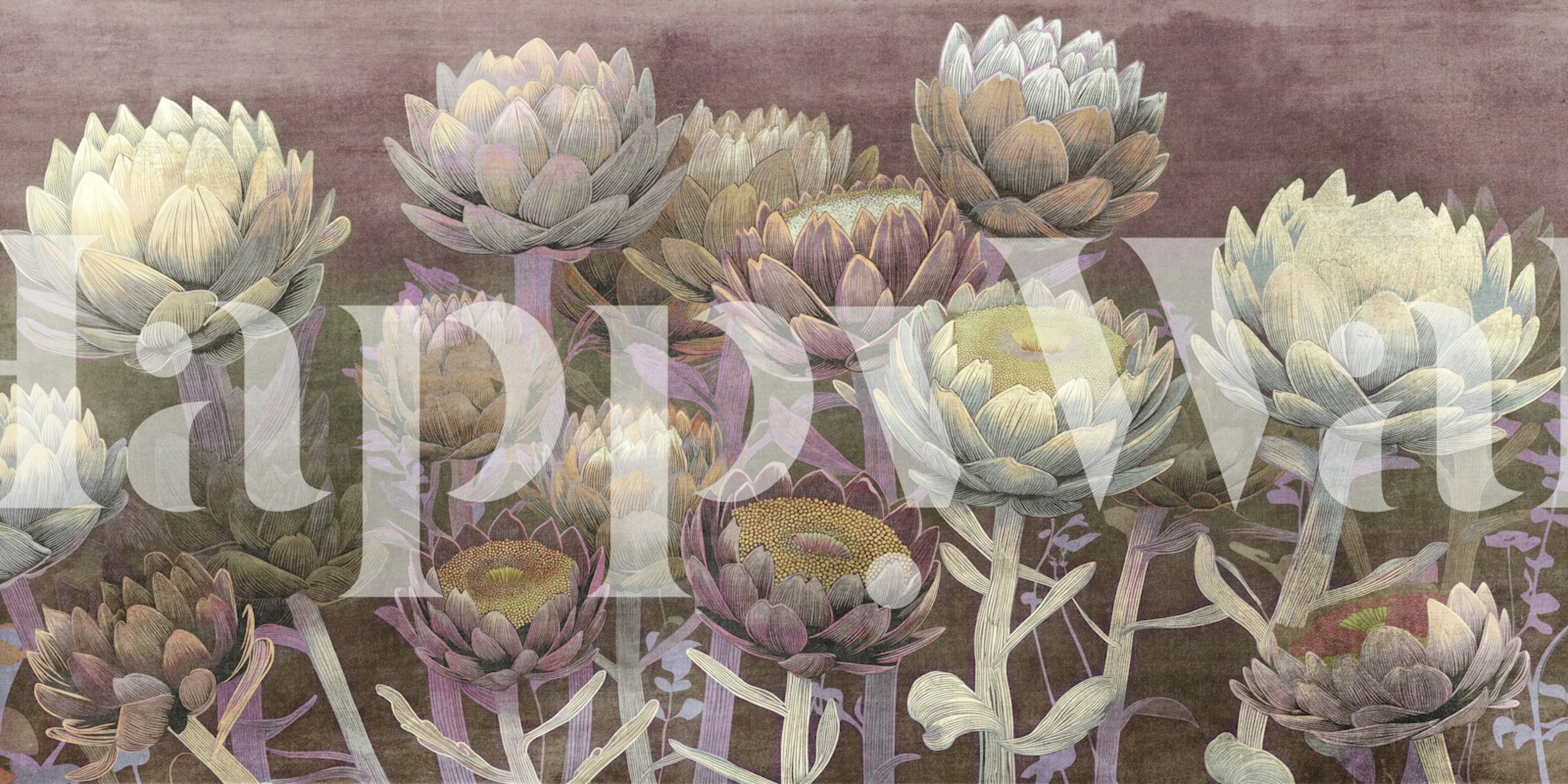 Ethereal Garden Sunset Flowers wallpaper in a room