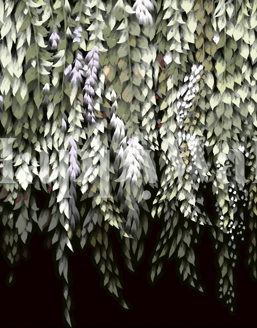 Lush Hanging Vines wallpaper in a modern room