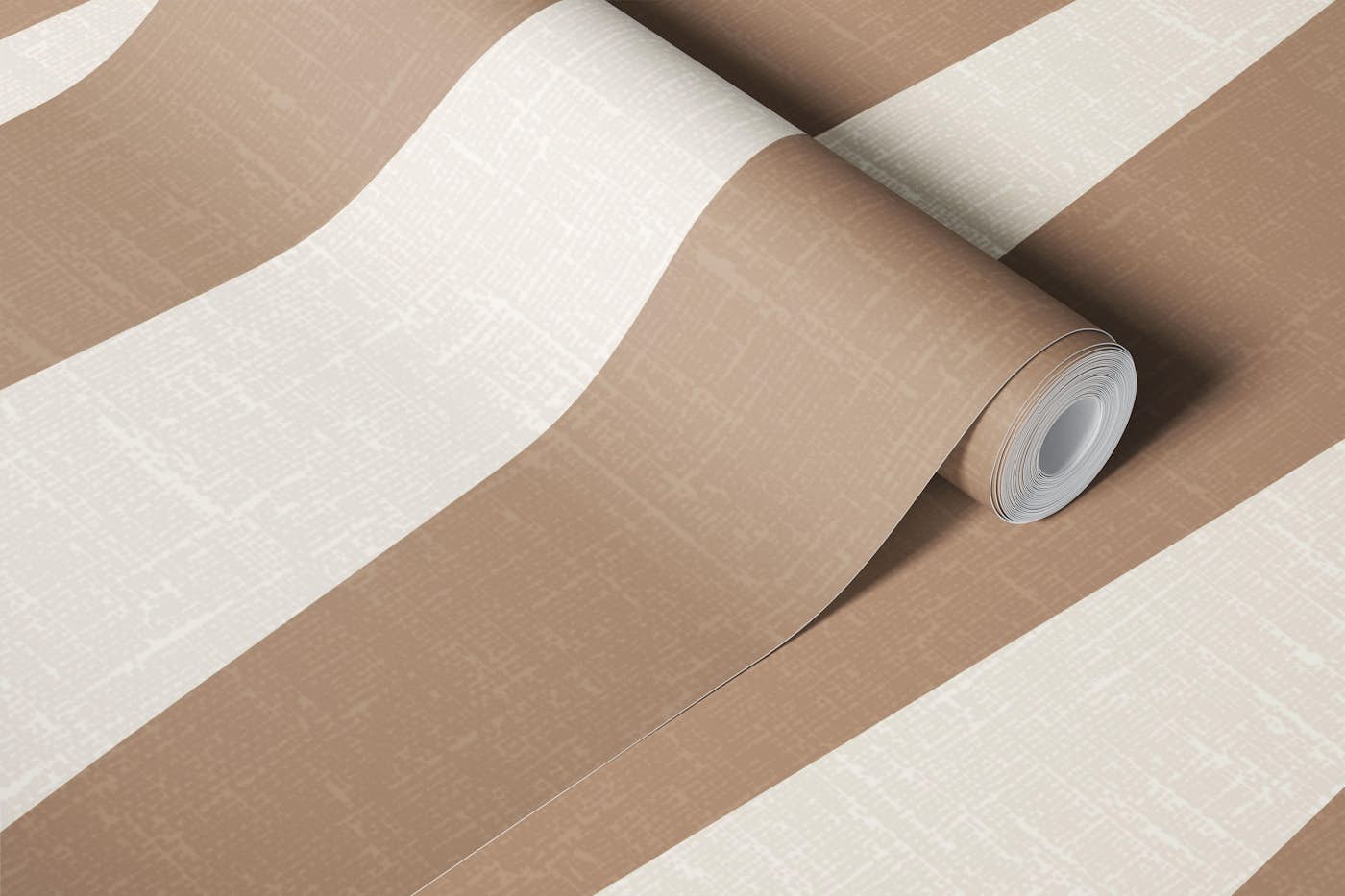 Minimalist Tan Brown Peaks on cream wallpaper roll