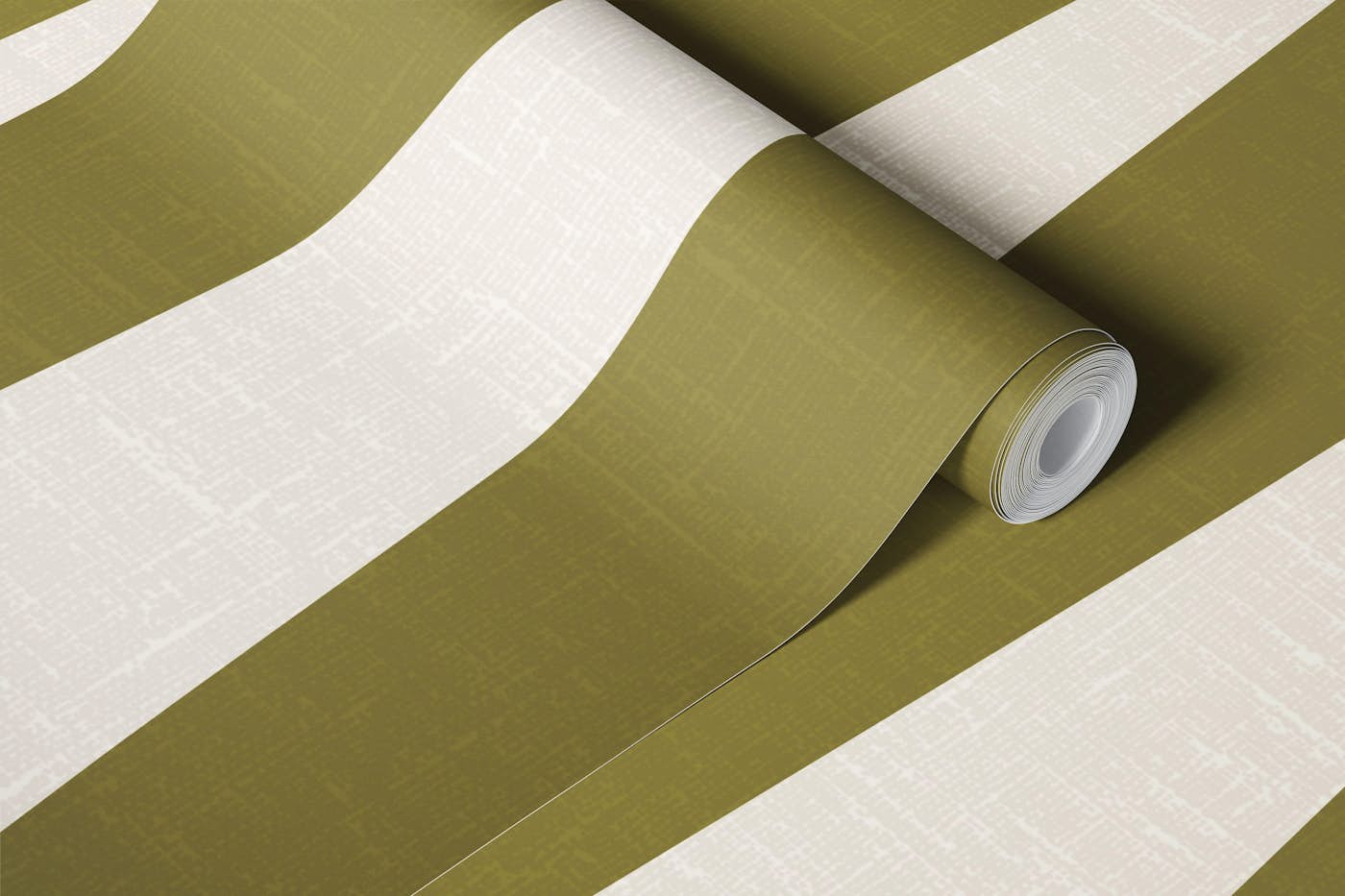 Contemporary Olive Gold Peaks on cream wallpaper roll