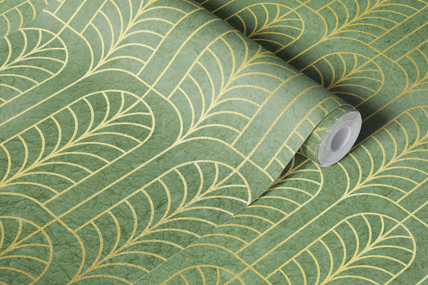 Green Art Deco Bliss wallpaper roll