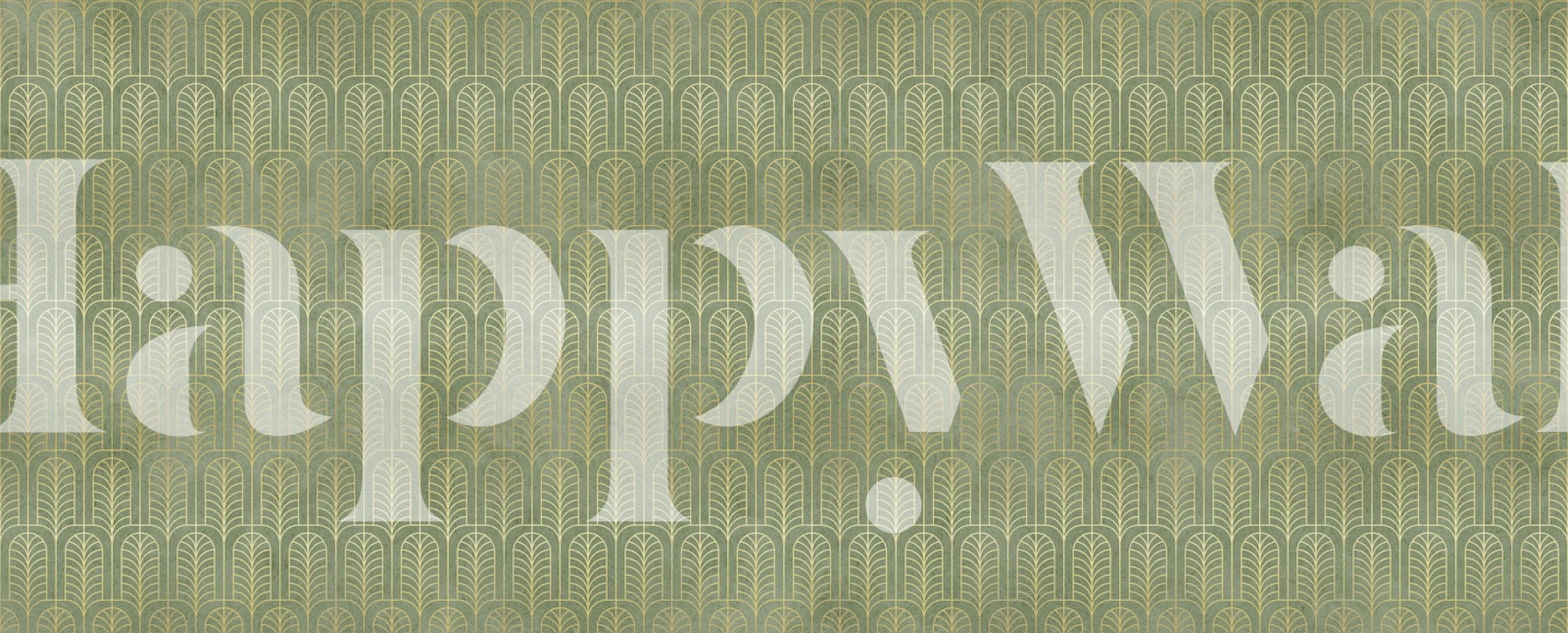 Art Deco floral pattern wallpaper in green and gold