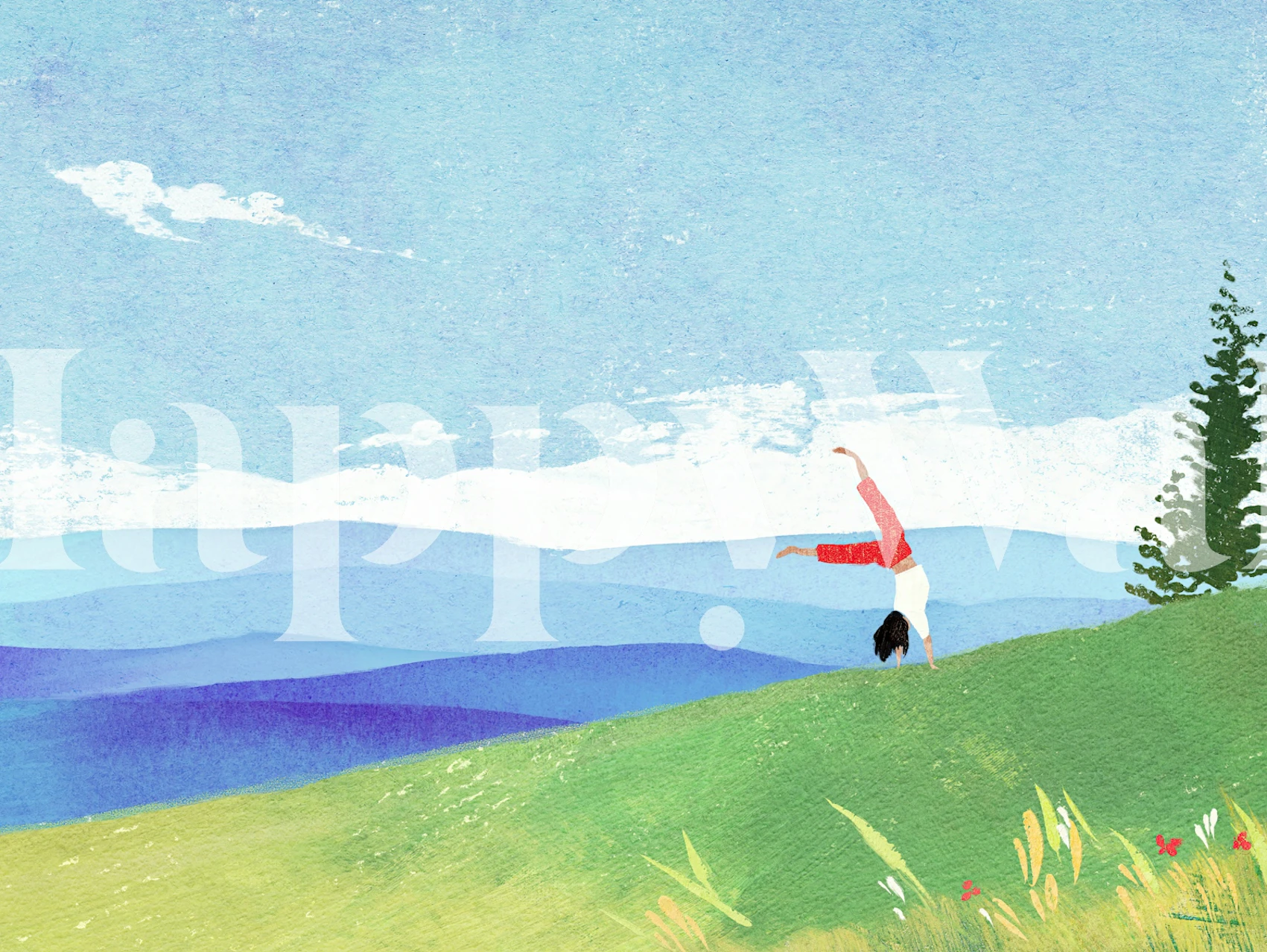 Sunny Day Cartwheel tapetti kirkkaassa huoneessa