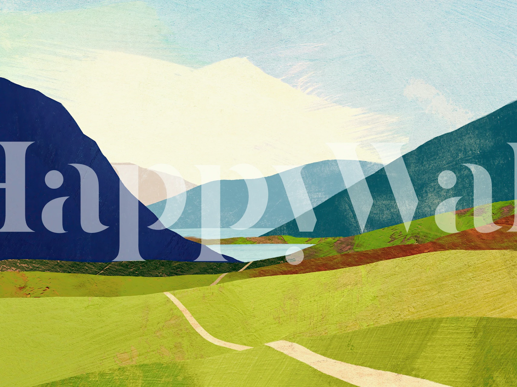 Idyllic mountain landscape with green hills and blue skies wallpaper