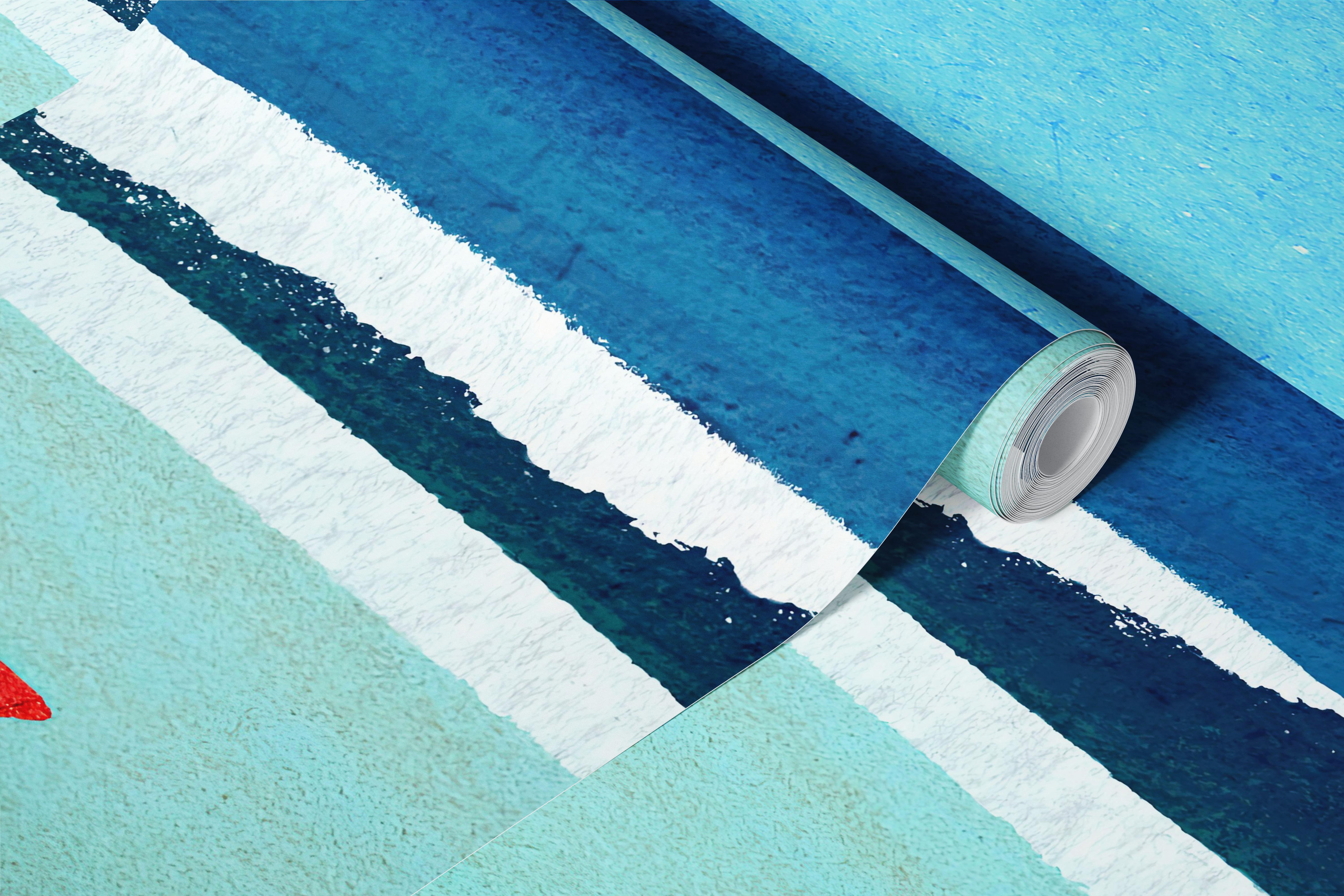 Coastal surf adventure wallpaper in a room