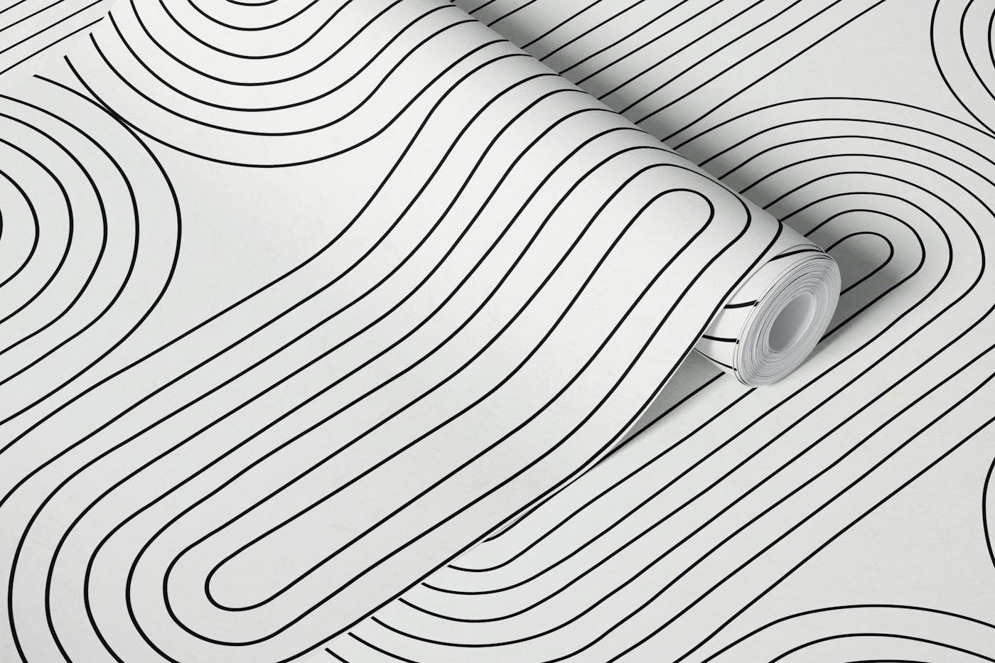 Retro Geometric Gray Flow wallpaper roll