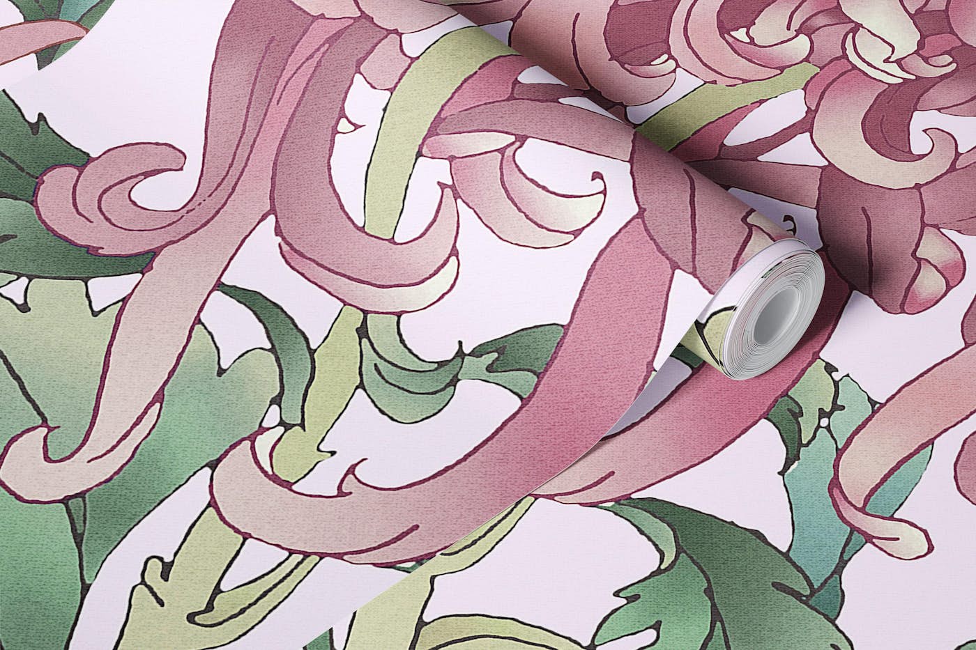 Botanical Charm Delight pink wallpaper roll