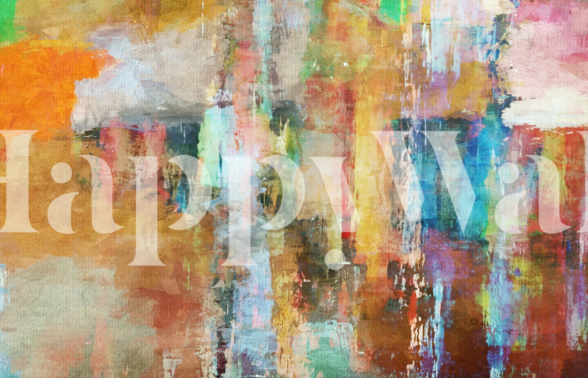 Colorful abstract brushstrokes in warm and cool tones wallpaper