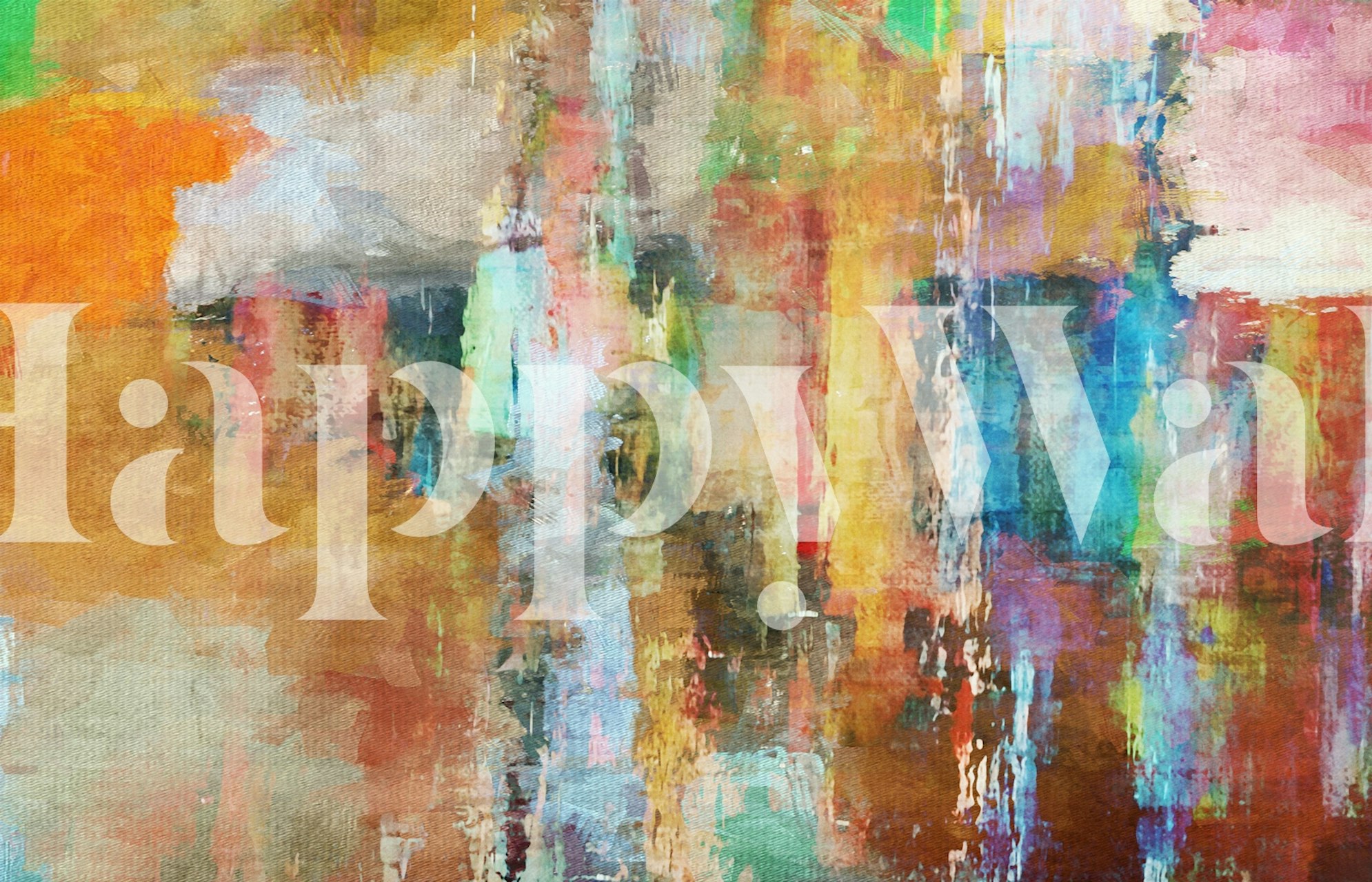 Colorful abstract brushstrokes in warm and cool tones wallpaper