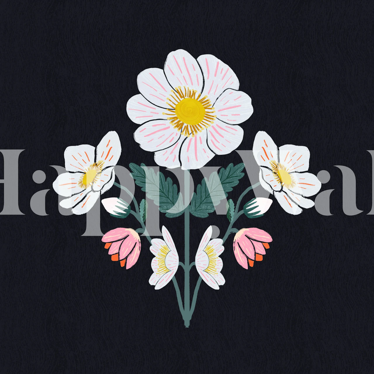 Elegant White Blossoms wallpaper in a room